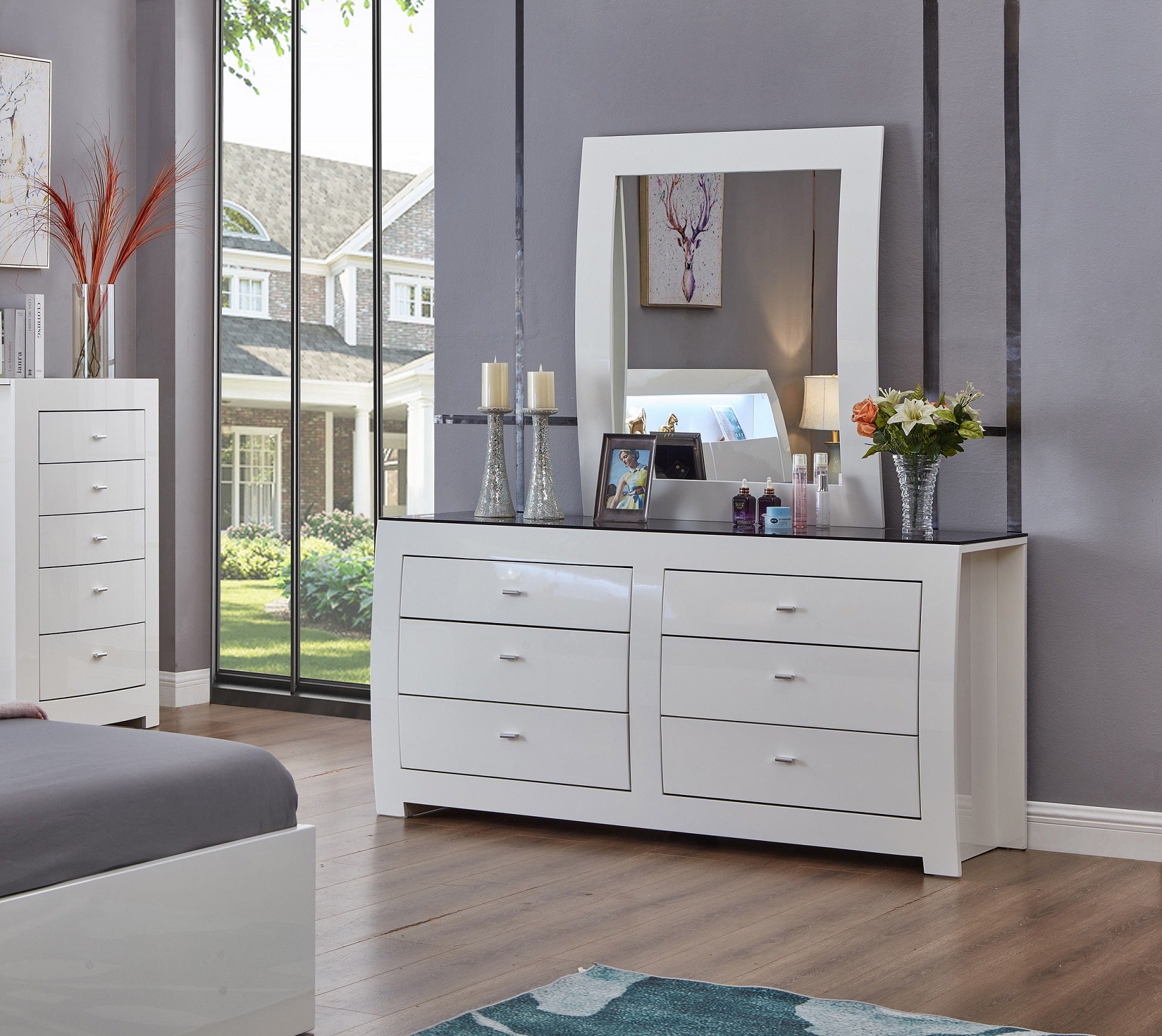 Barcelona White Bedroom Set with LED Headboard – Barcelona