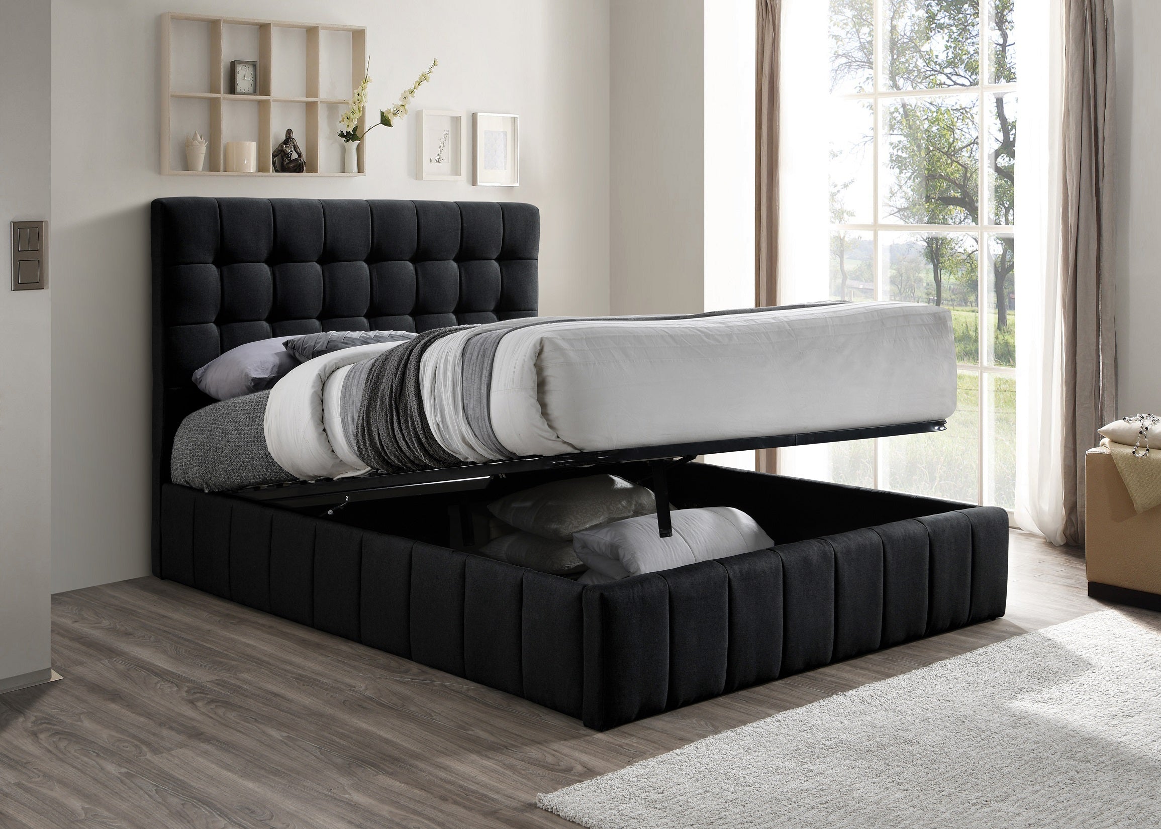 Image of if-5785 - double or queen or king bed - platform bed includes mattress support.