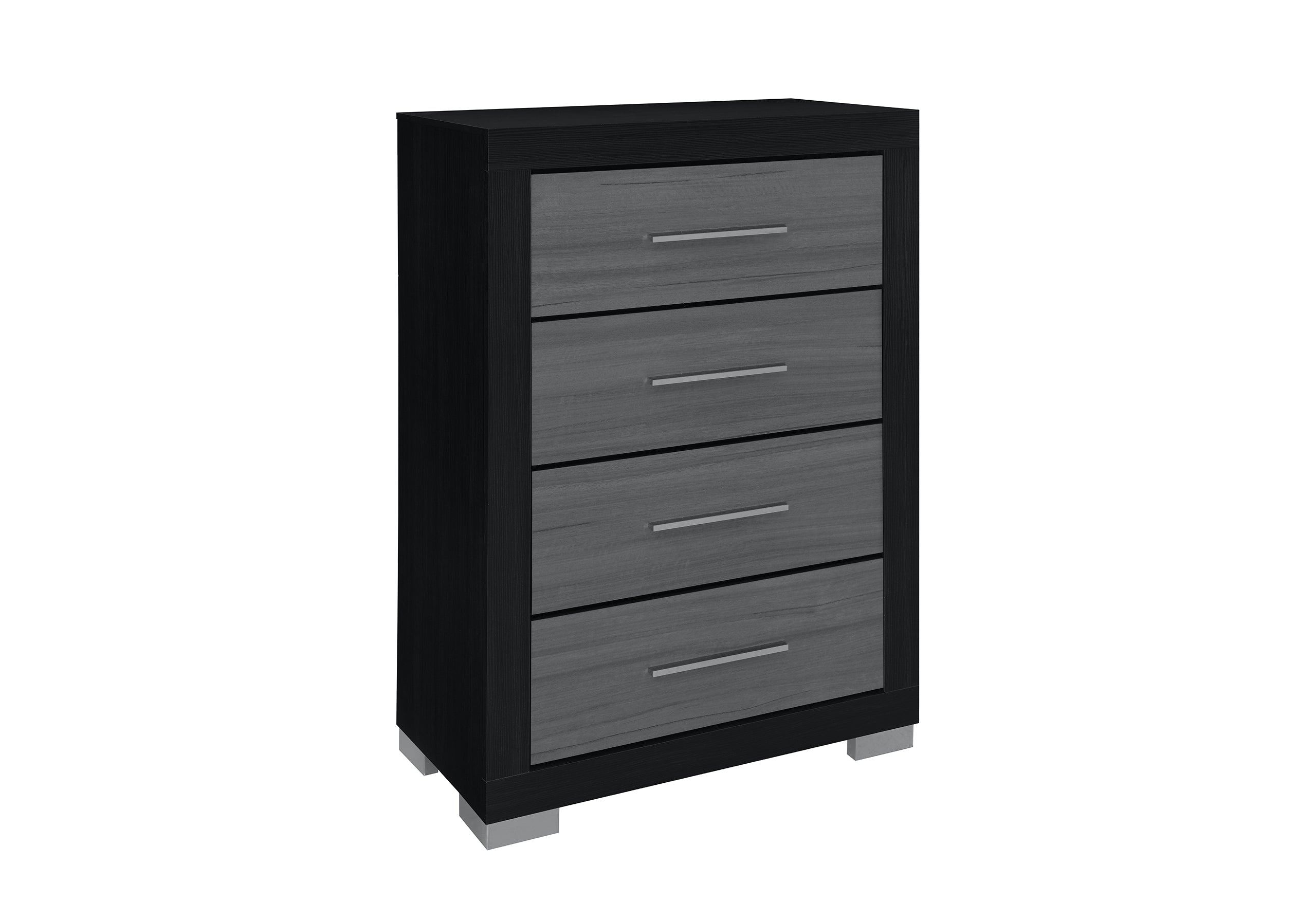 4 Spacious Pull-Out Drawers for Convenient Storage Chest – Emma (Black-Grey) Chest