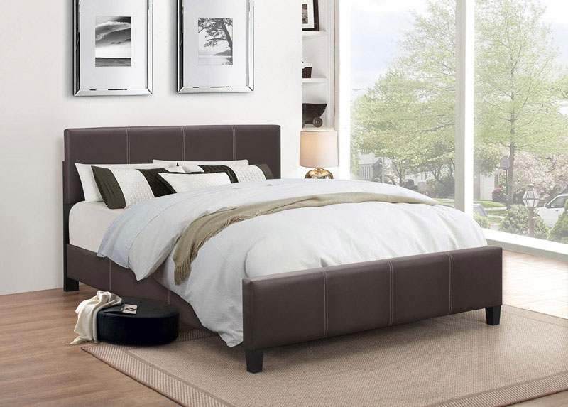 Brown Faux Leather Upholstered Platform Bed – IF-176