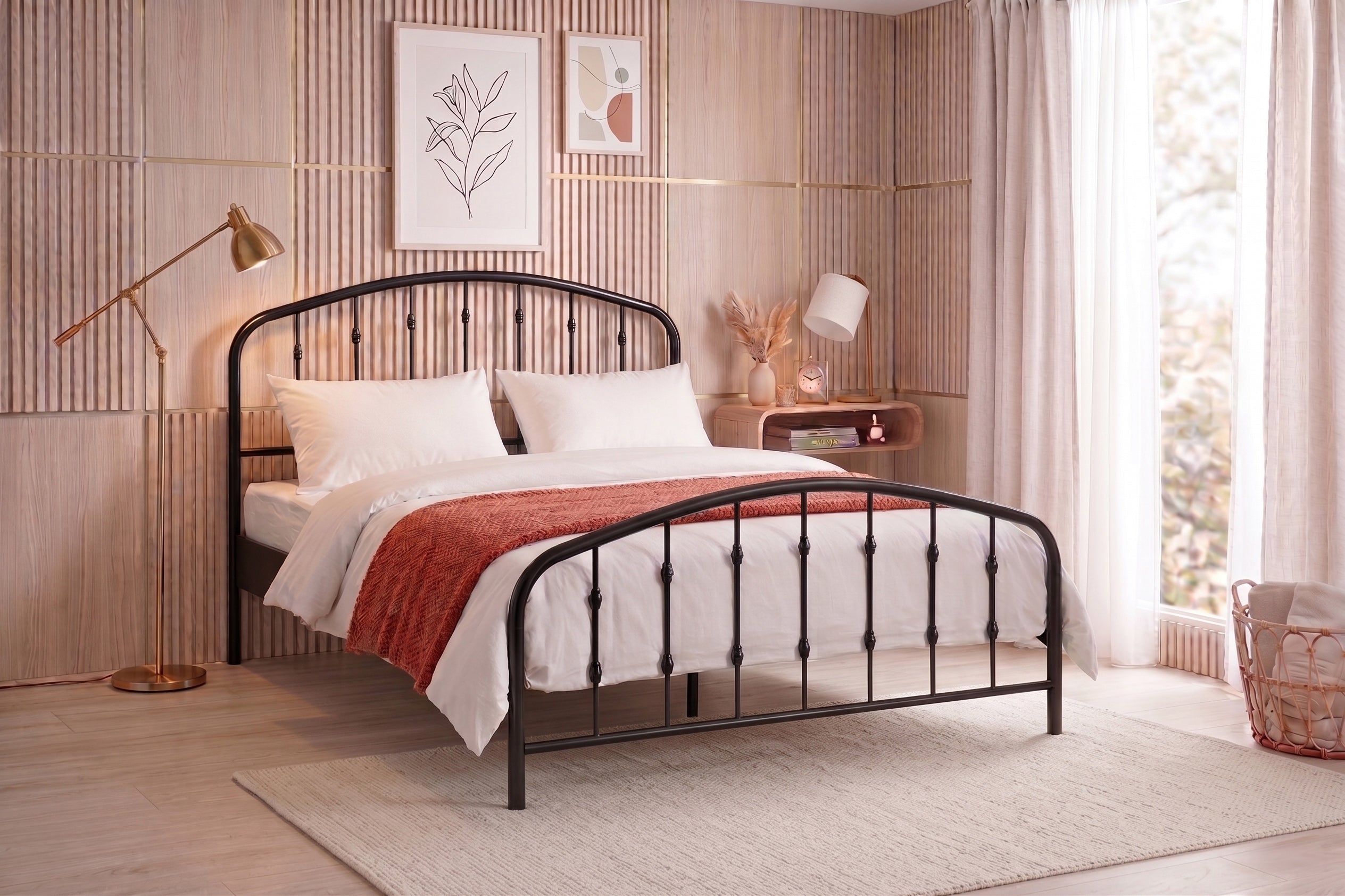 Platform Bed Includes Mattress Support – IF-5425