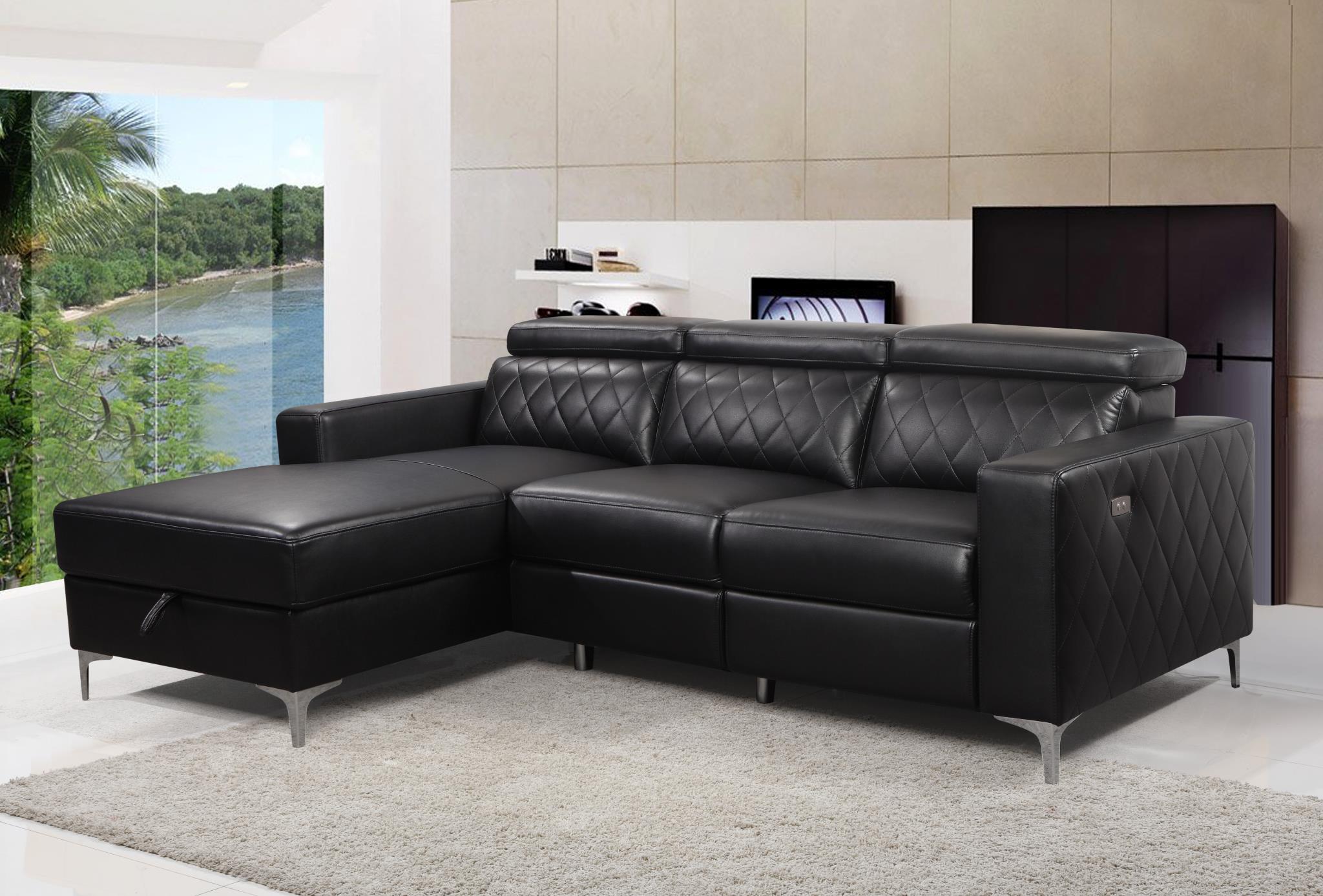 Black Faux Leather Power Reclining Sectional – IF-9020 LHF (PU-Power)