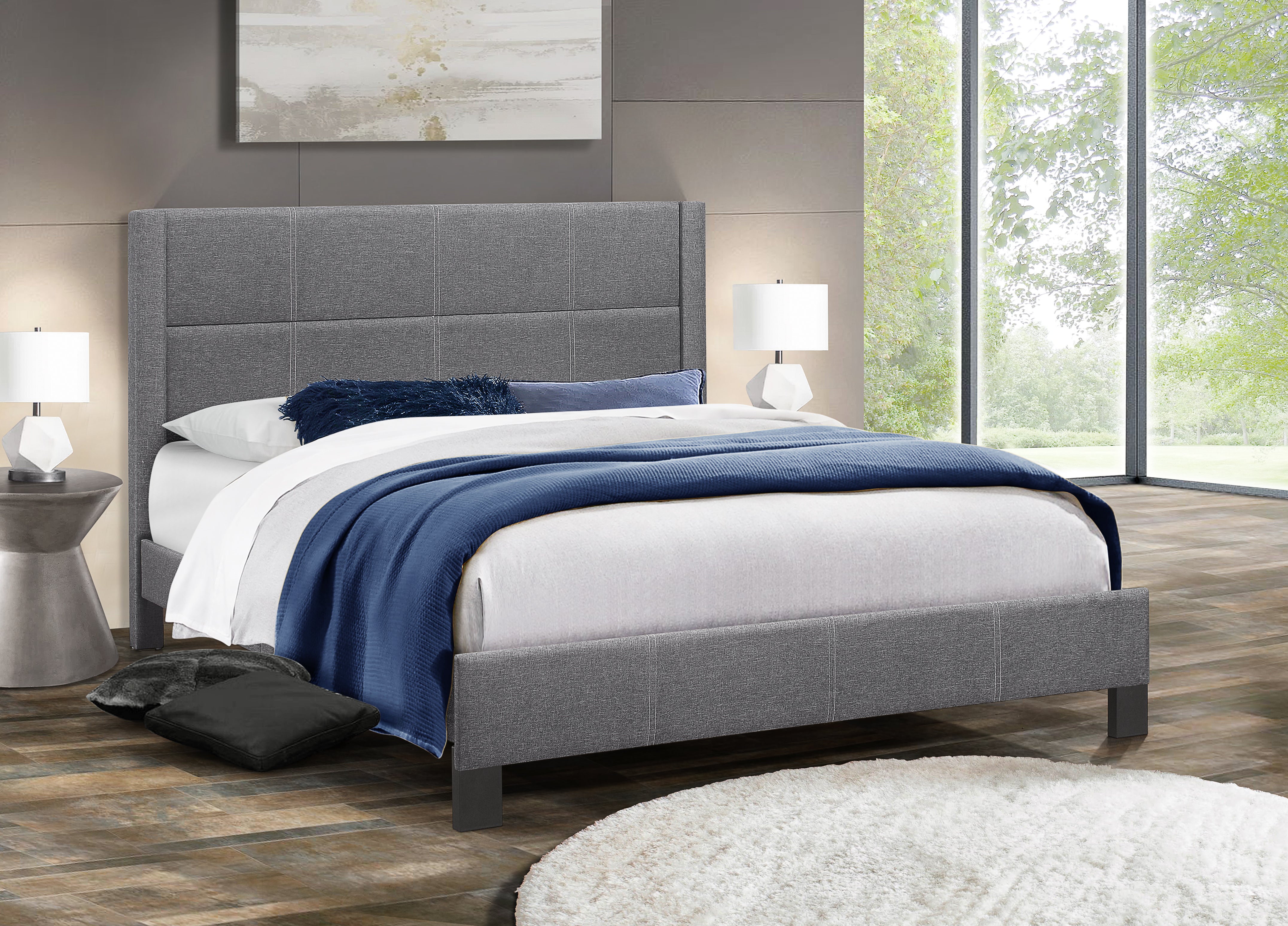 Image of if-5355 - single or double or queen bed - platform bed includes mattress support.