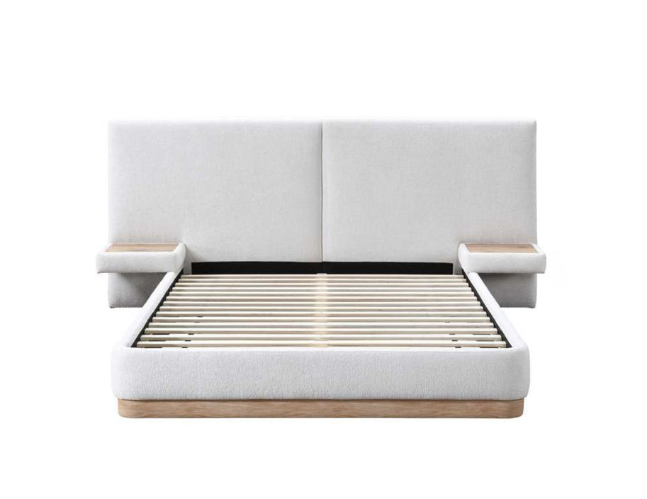 Ivory Platform Bed with Floating Nightstands – IF-5927