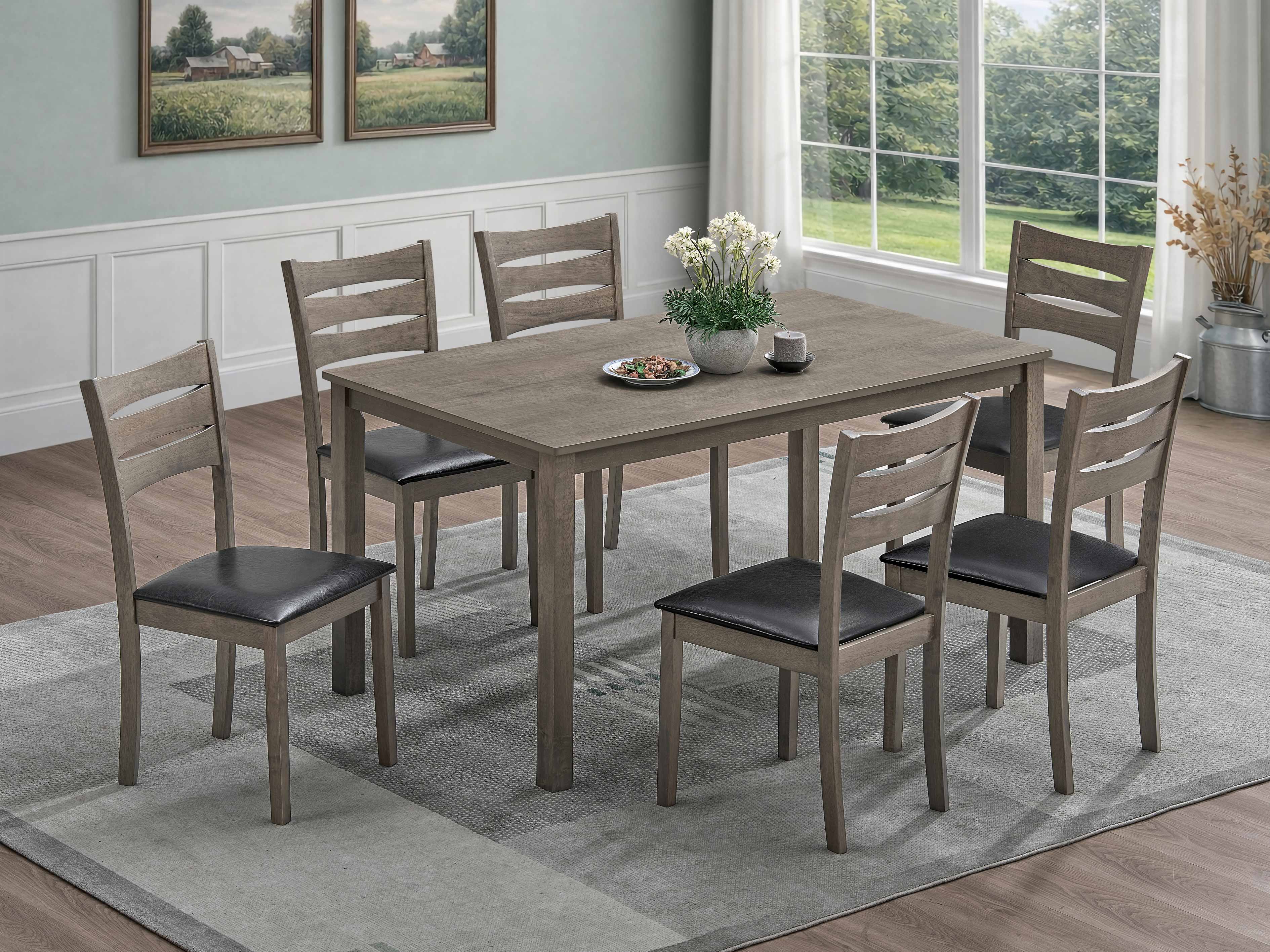 Black PU Upholstered Cushion Seats Dinette Set – T-1051 C-1053