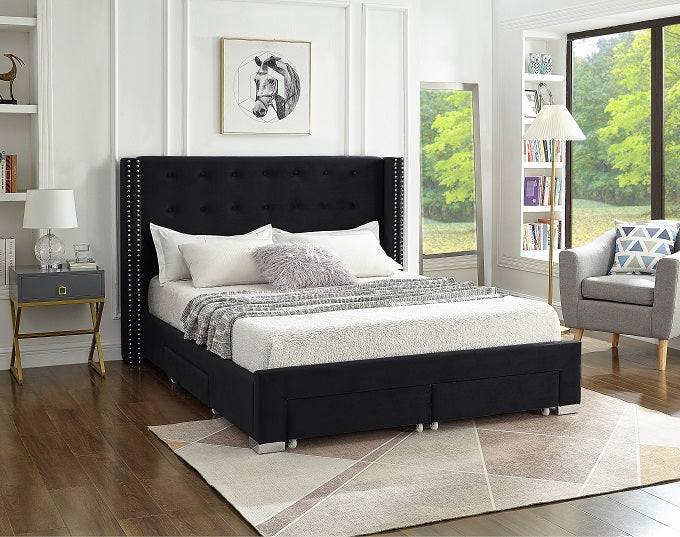 Image of if-5323 - queen or king bed - platform bed includes mattress support.