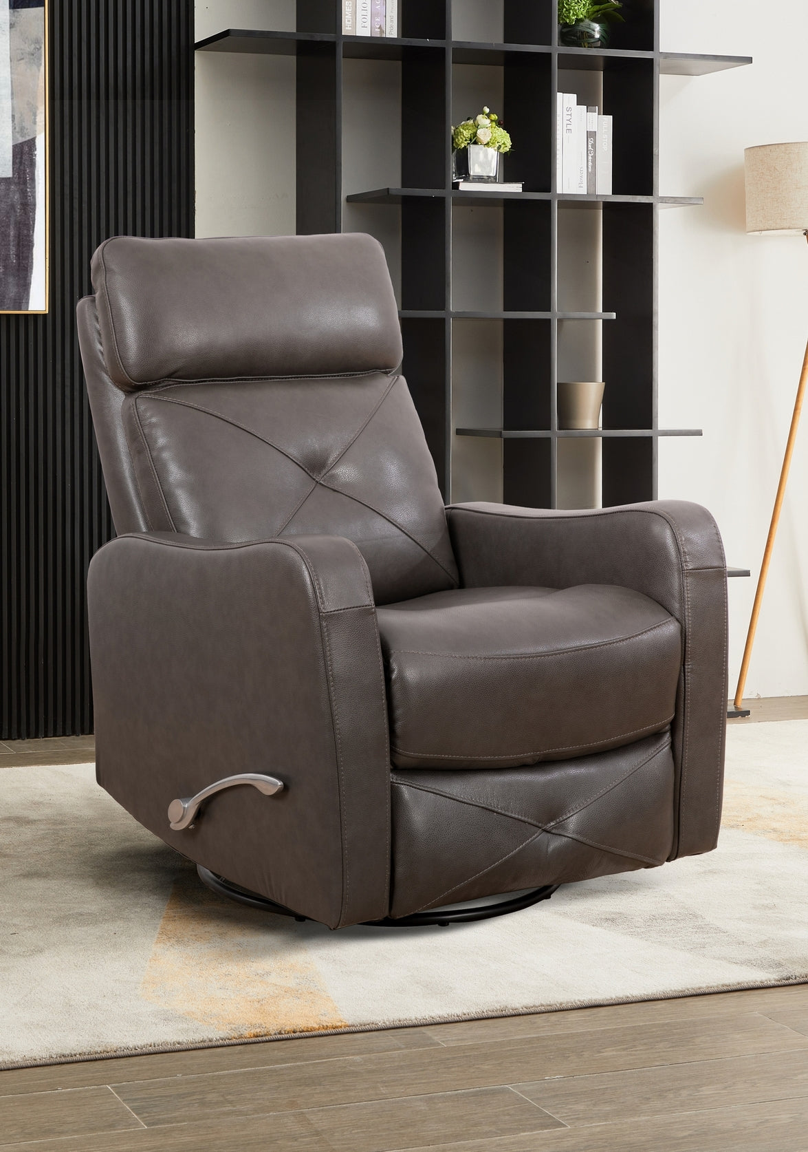 Grey Leather Swivel Glider Recliner – IF-6330-M Recliner