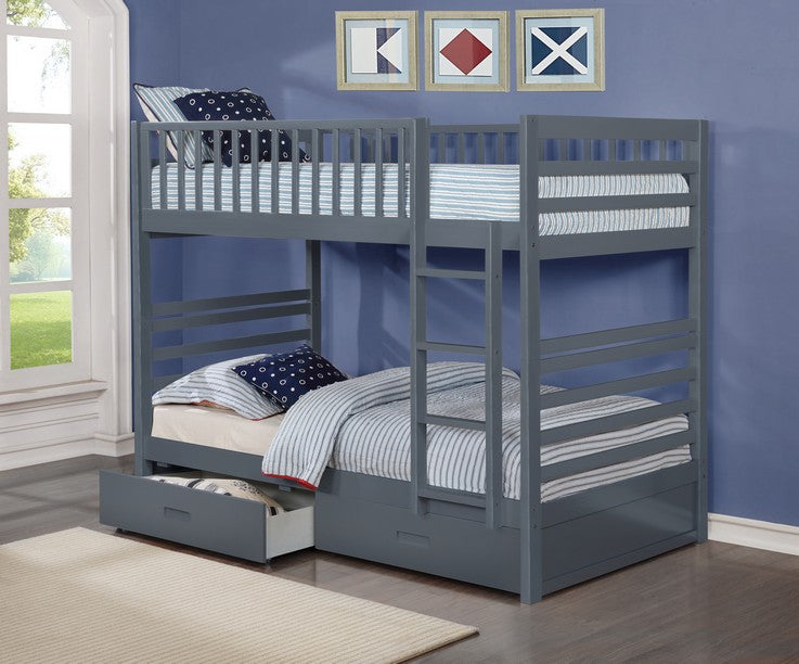 Made from Solid Wood and Wood Veneers Bunk Bed – B-110G (Single/Single)