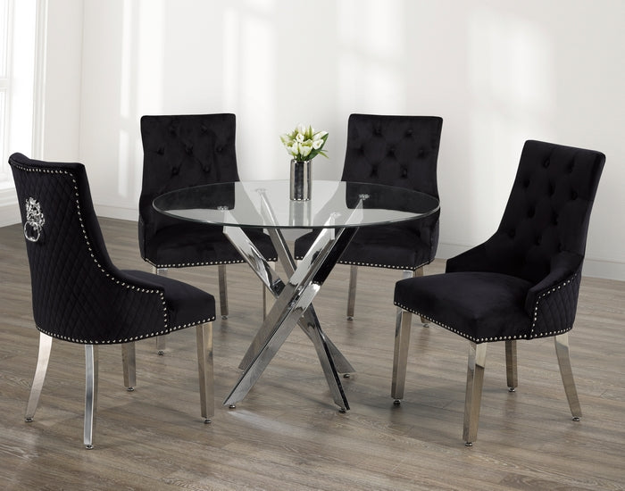 Black Velvet/ Polished Chrome Dinette Set – T-1447 C-1251