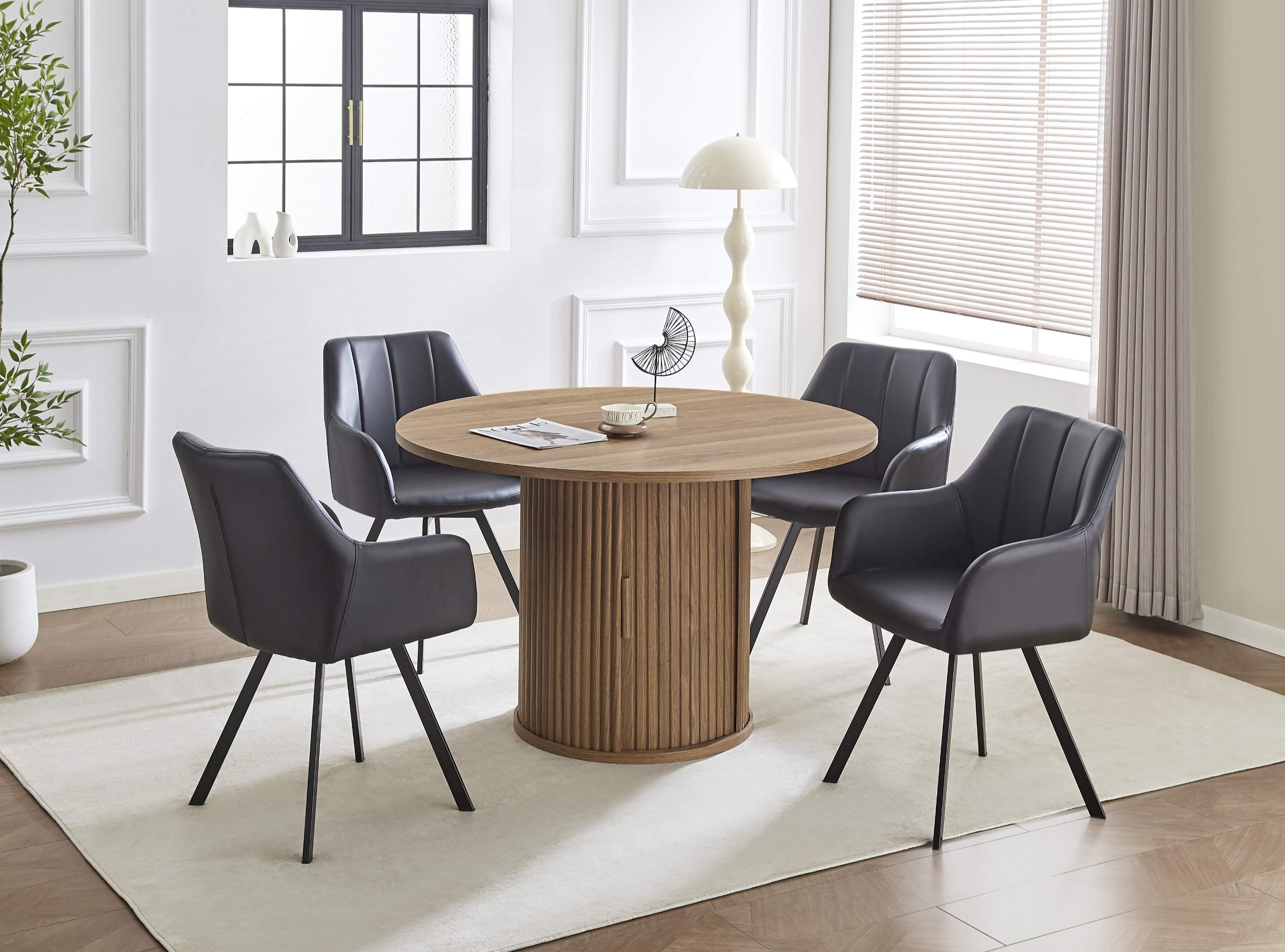 Upholstered in soft light grey velvet Dinette Set – T-1408 C-1413