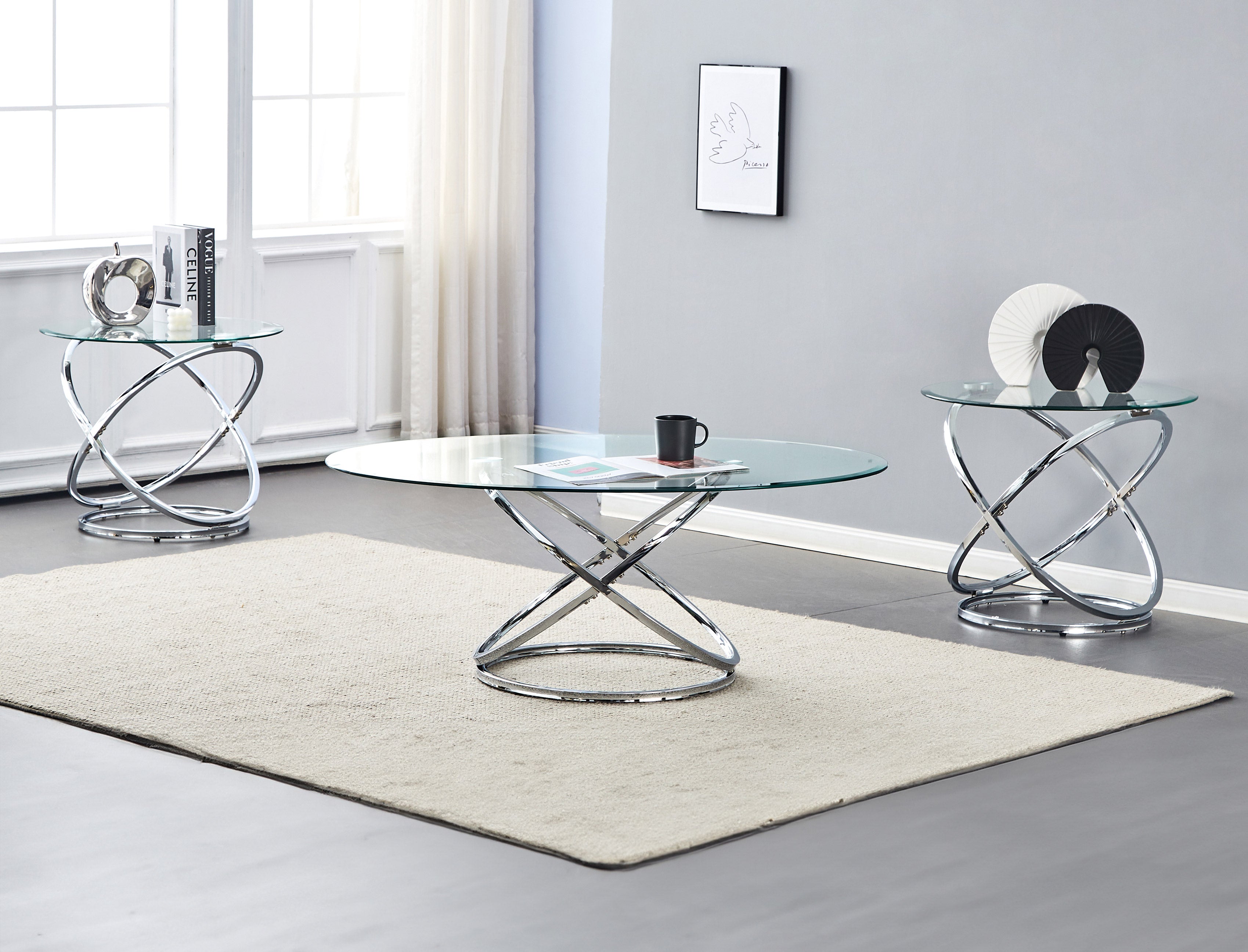 Clear Tempered Glass Top with Chrome Base Coffee / Side Table – IF-2640
