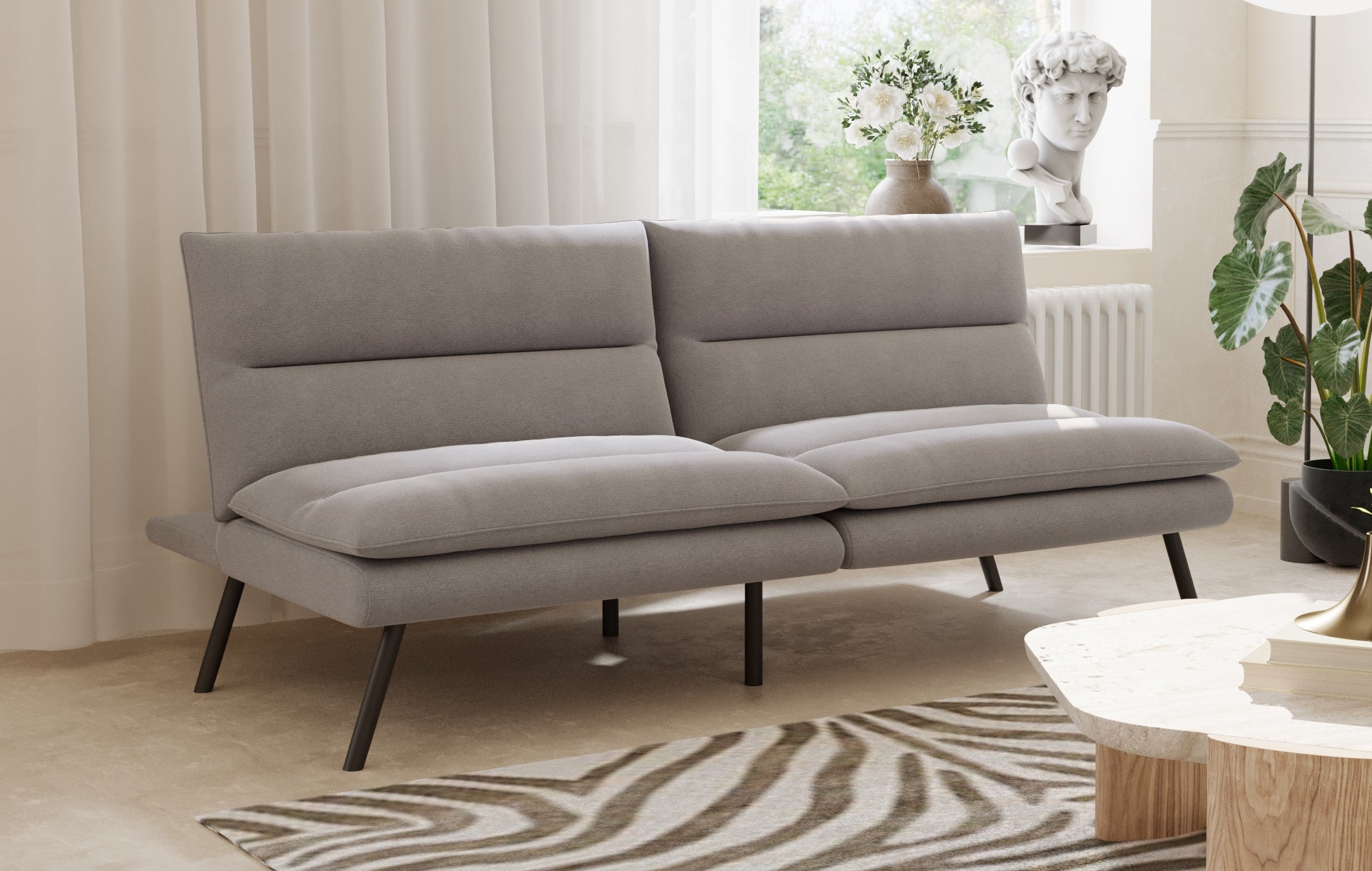 Ivory Sofa Bed with Track Arms – IF-8070