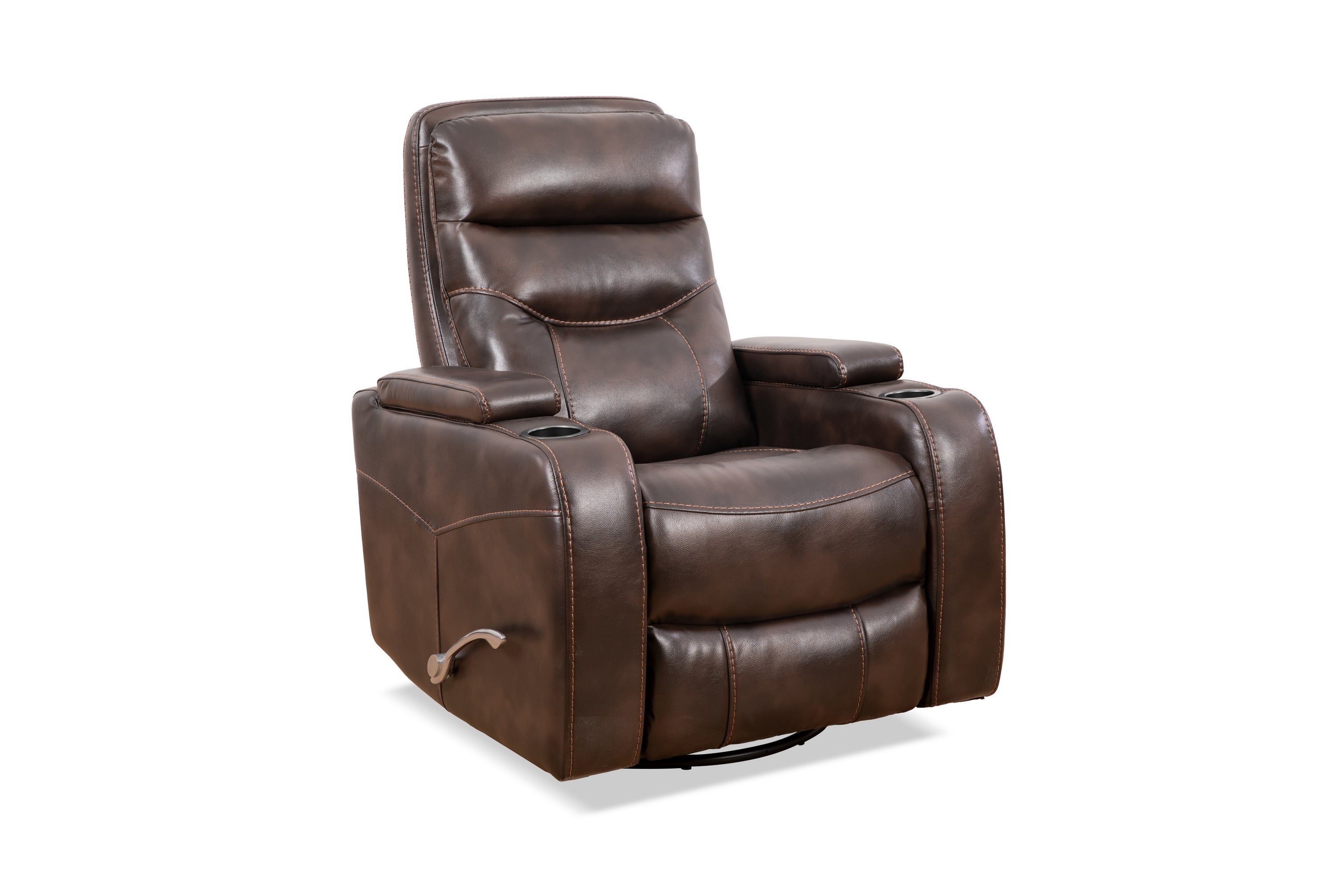 Brown Leather Power Recliner with Cupholder – IF-6311-M Recliner