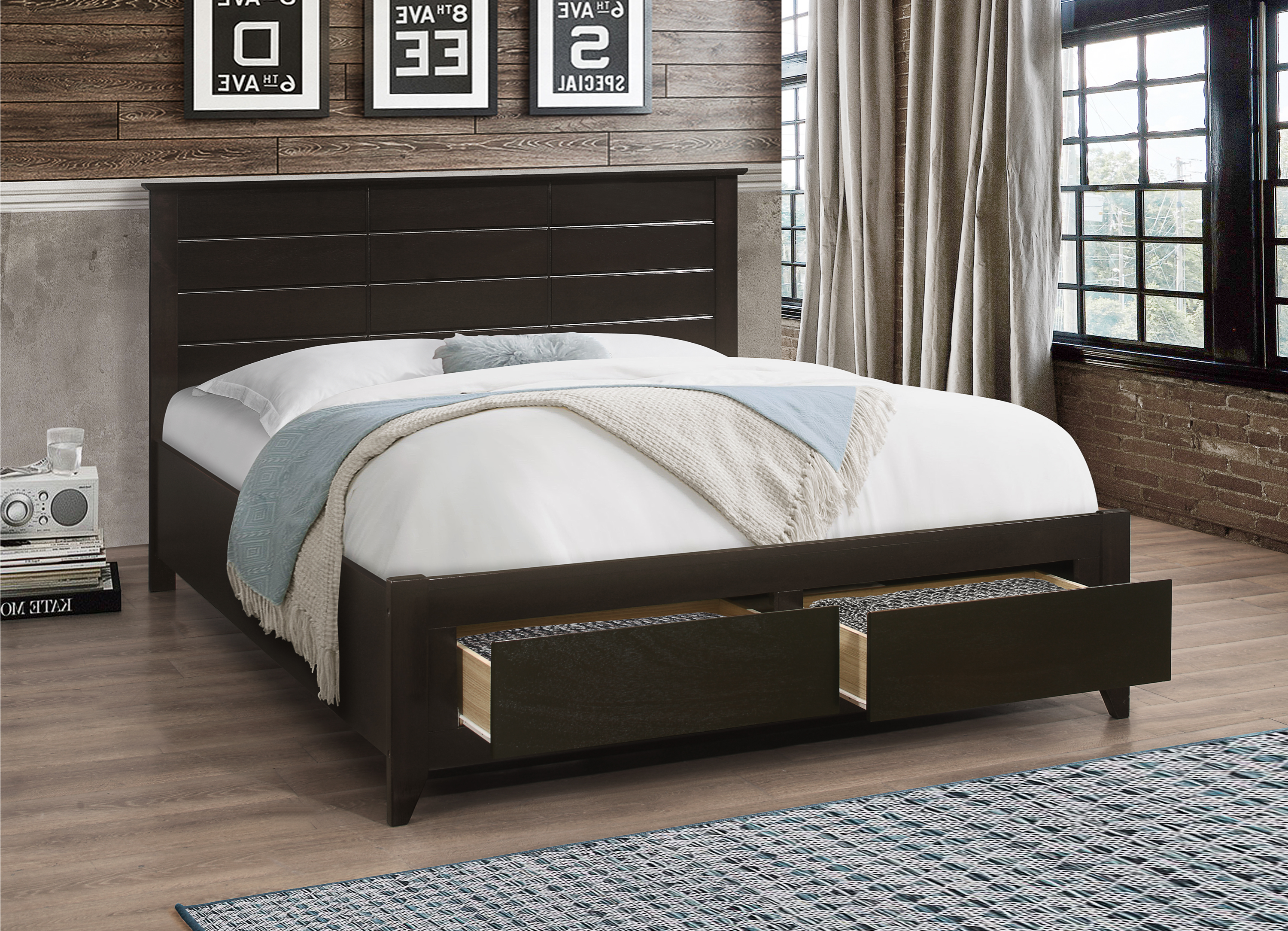 Image of if-421 - single or double or queen bed - platform bed includes mattress support.