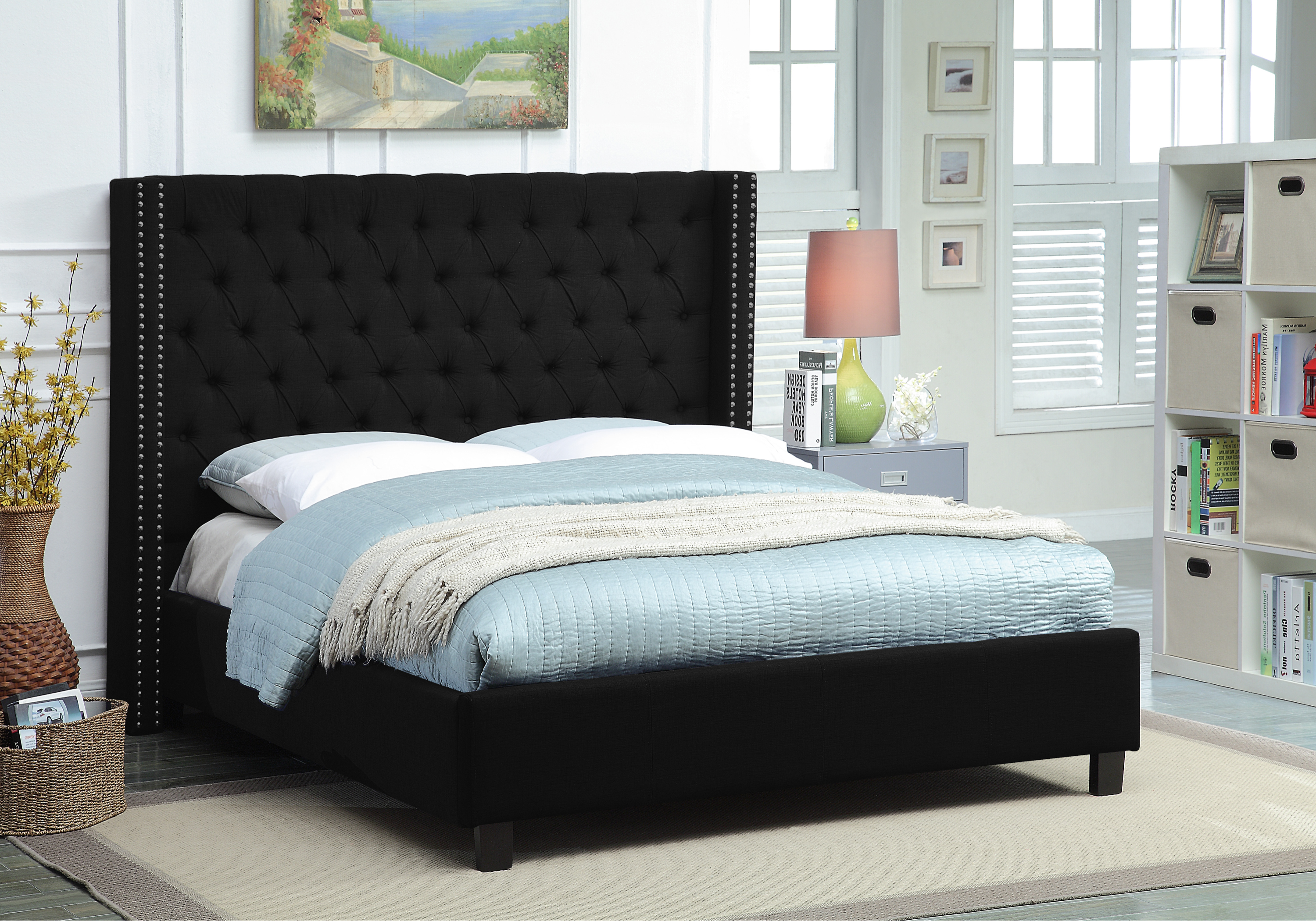 Black Tufted Platform Bed – IF-5899