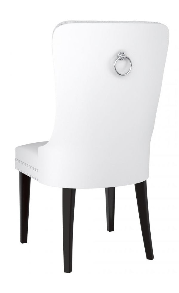 White Tufted Wingback Dining Chair with Nailhead Trim – C-1151