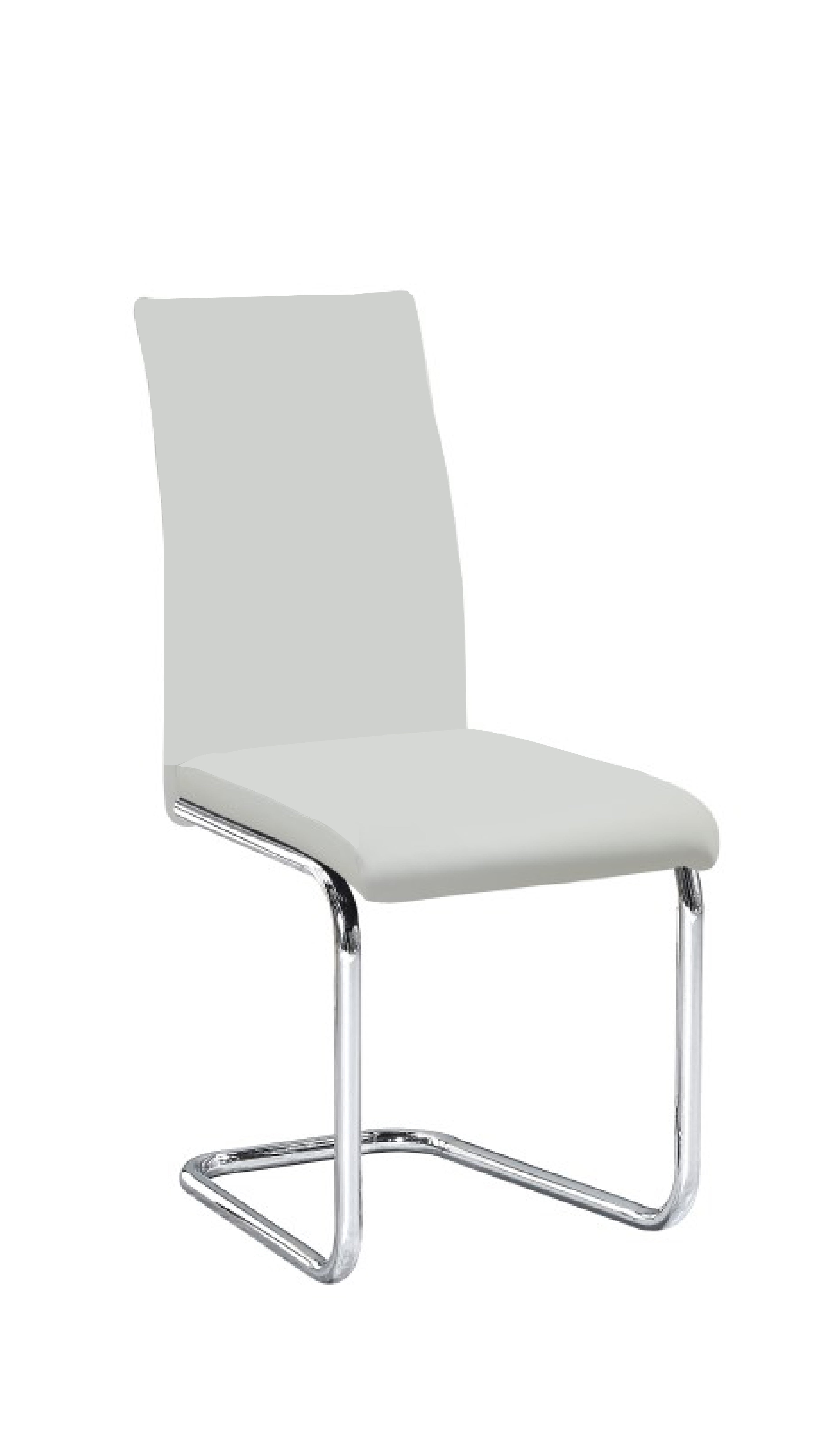 Image of c-1872: 06 white pu with metal legs dining chair.
