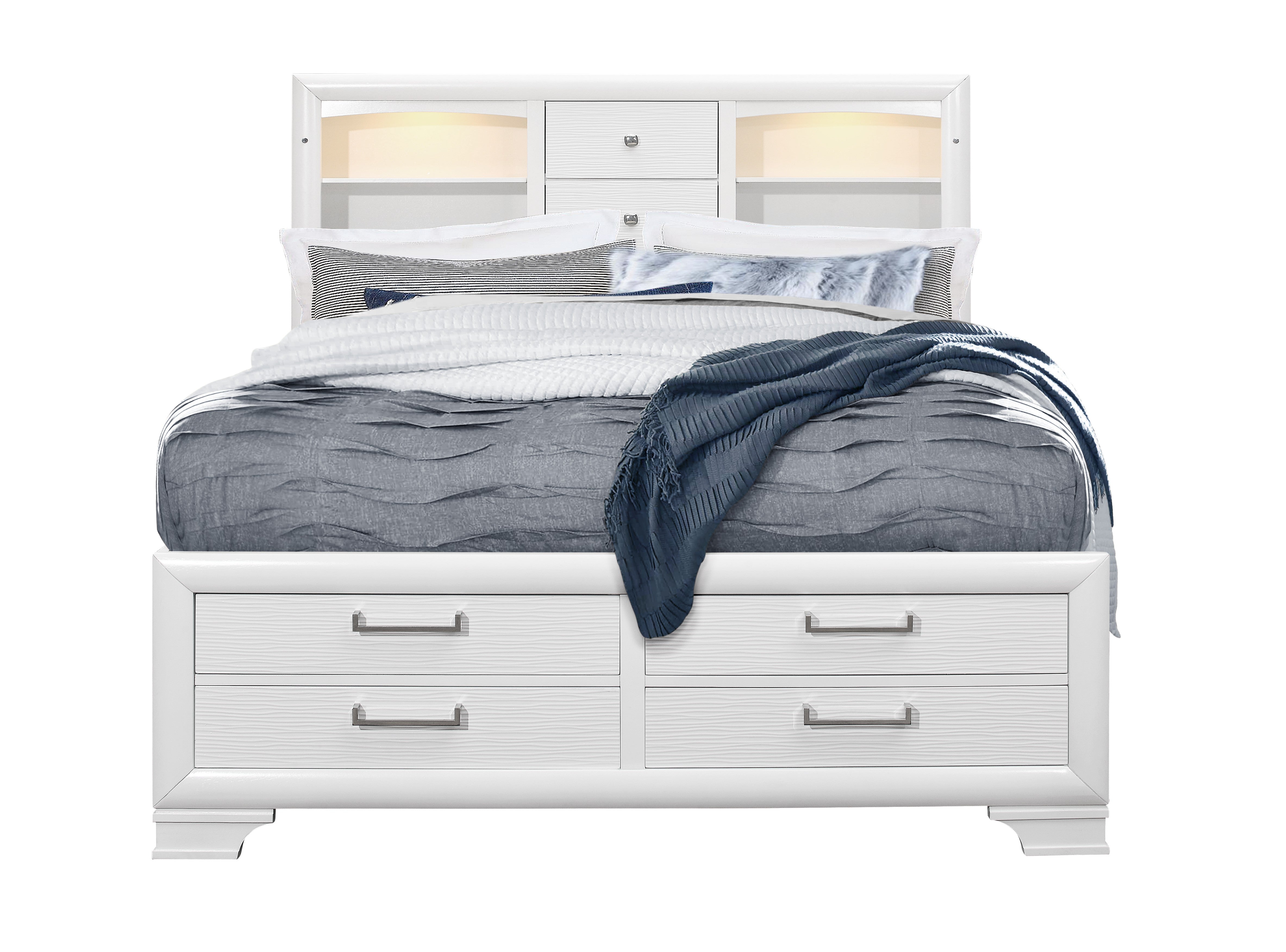 Jordyn White Bookcase Headboard Bedroom Set with Storage – Jordyn (White)