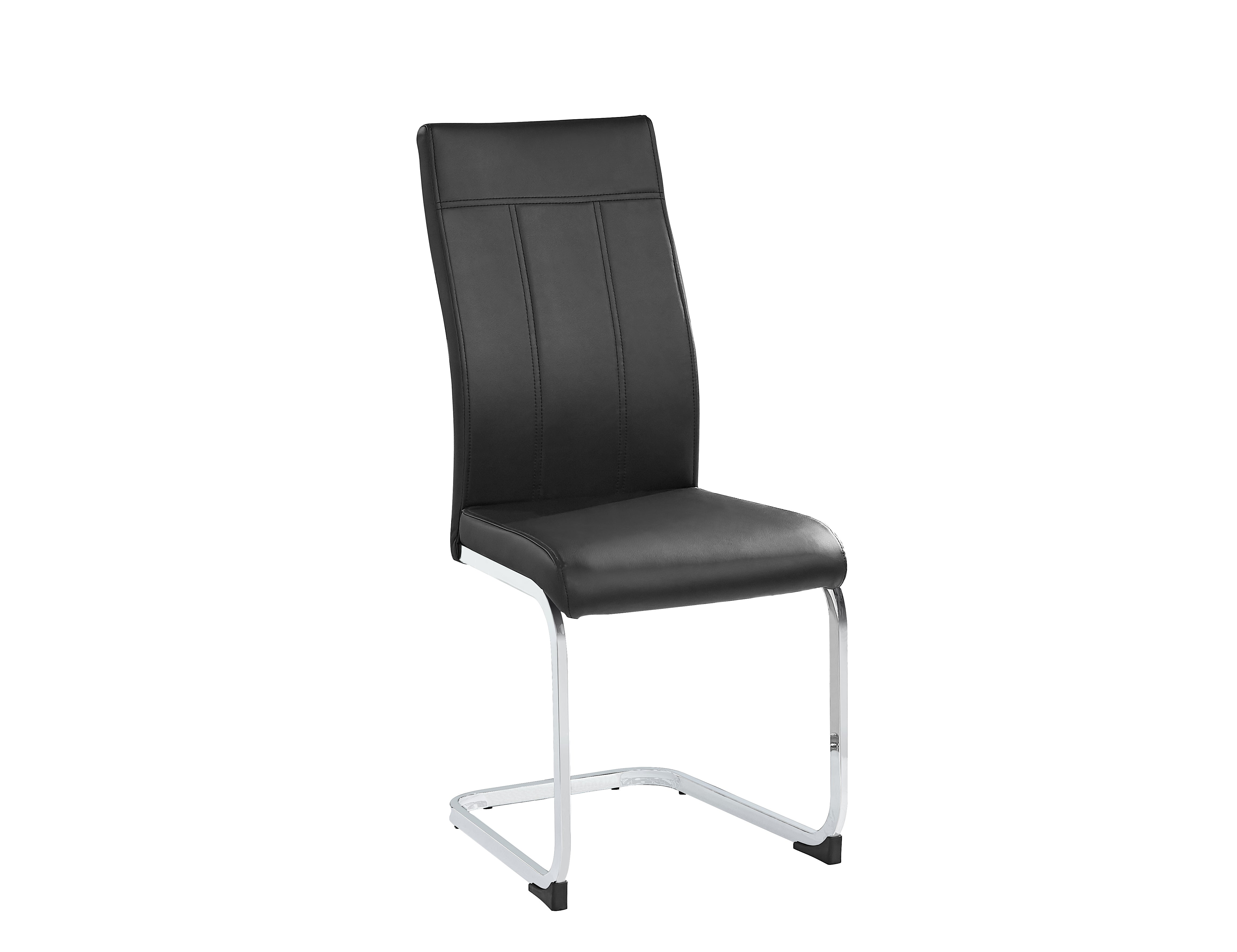 Image of c-1877: 06 black pu with metal legs dining chair.