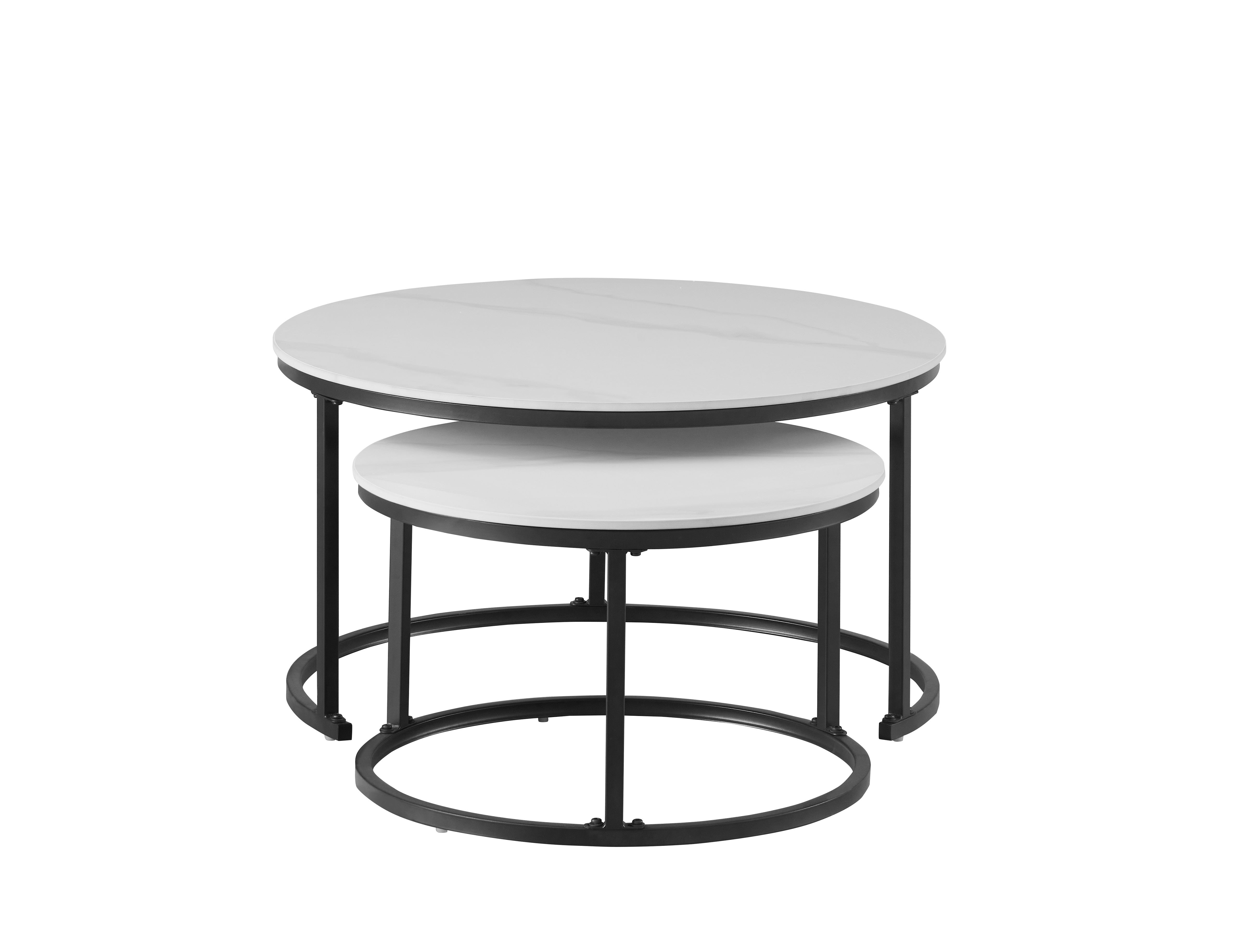 Sintered Stone Snowy White Marble Top With Black Steel Base Coffee / Side Table – IF-2630
