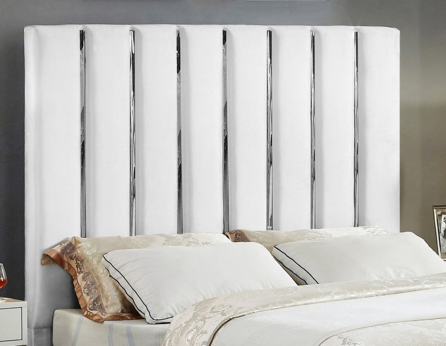 Ivory Velvet Channel-Tufted Bed – IF-5622