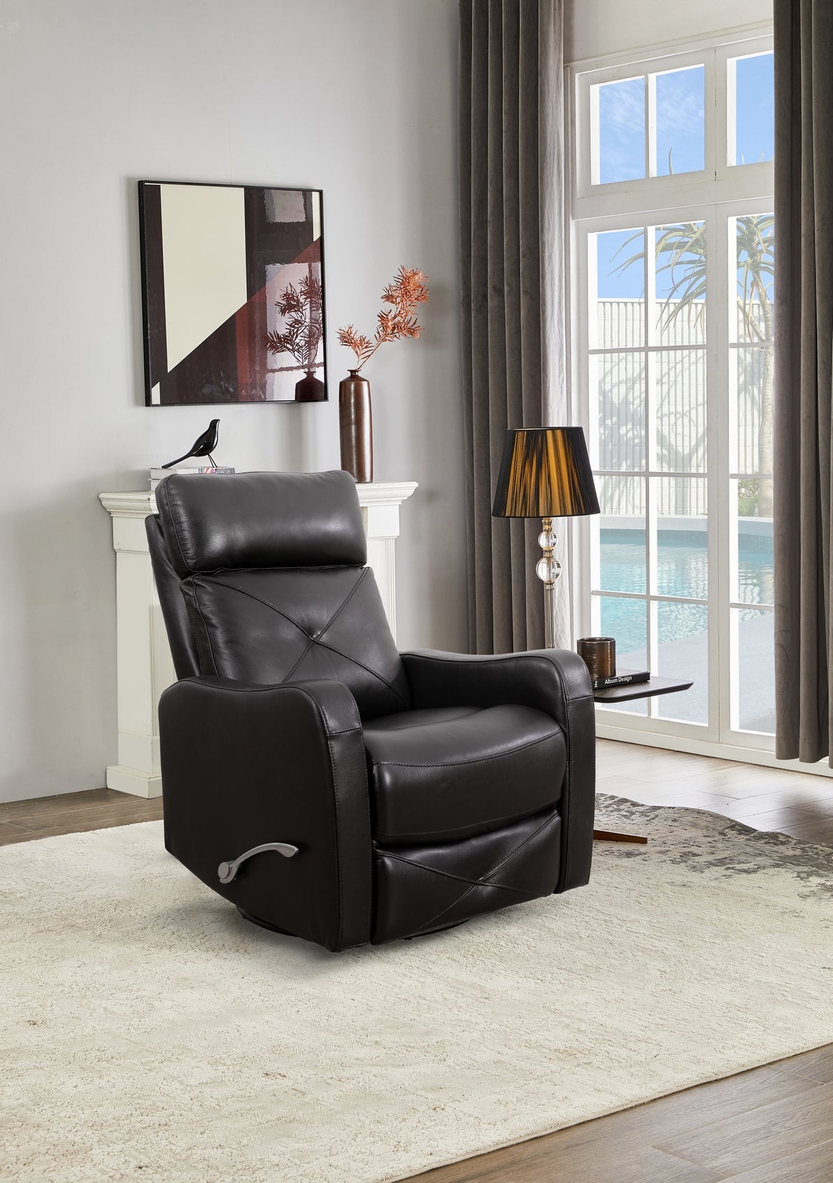 Black Leather Rocker Recliner – IF-6332-M Recliner