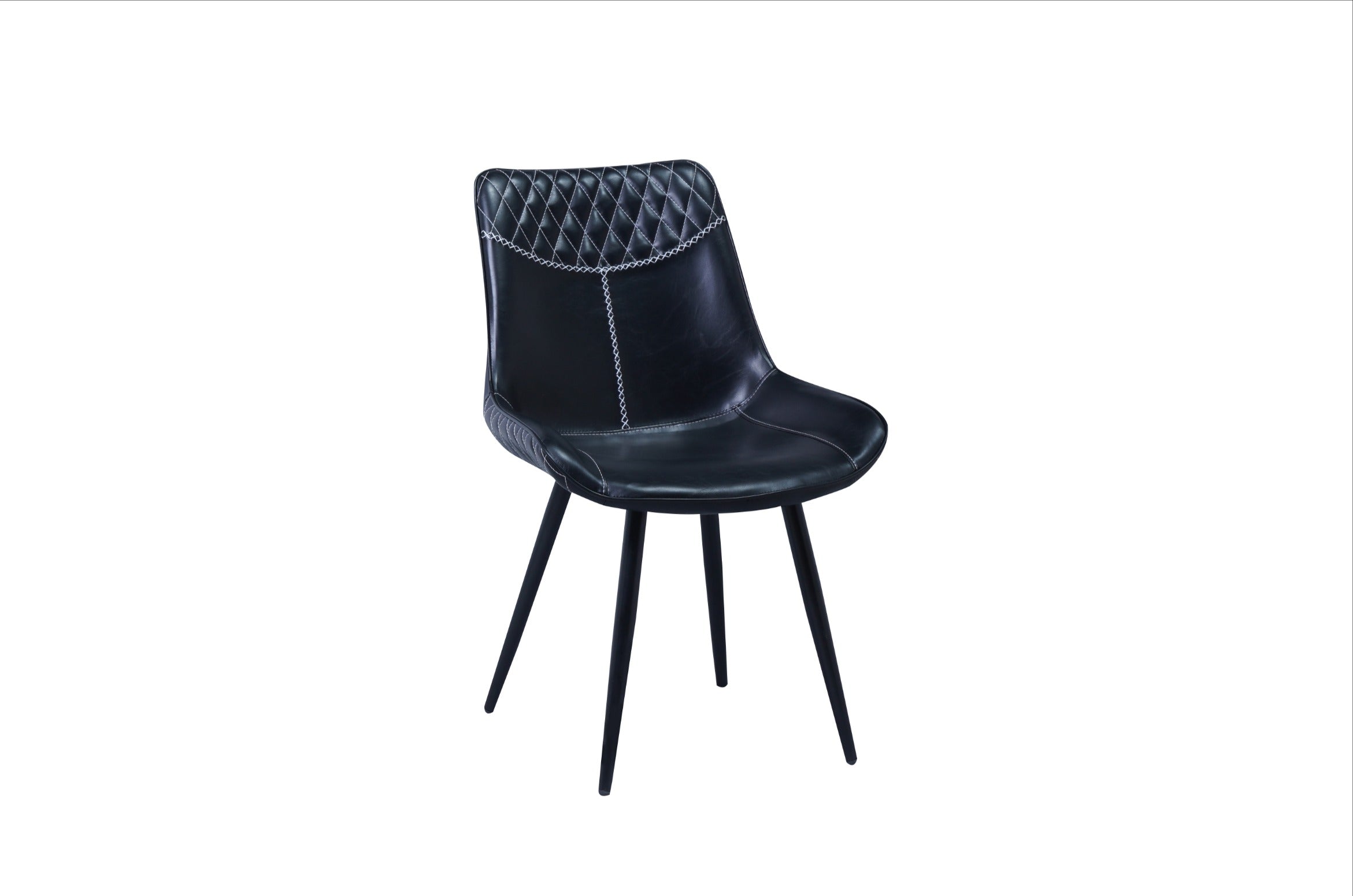Image of c-1826: 02 black pu seat with black legs dining chair.