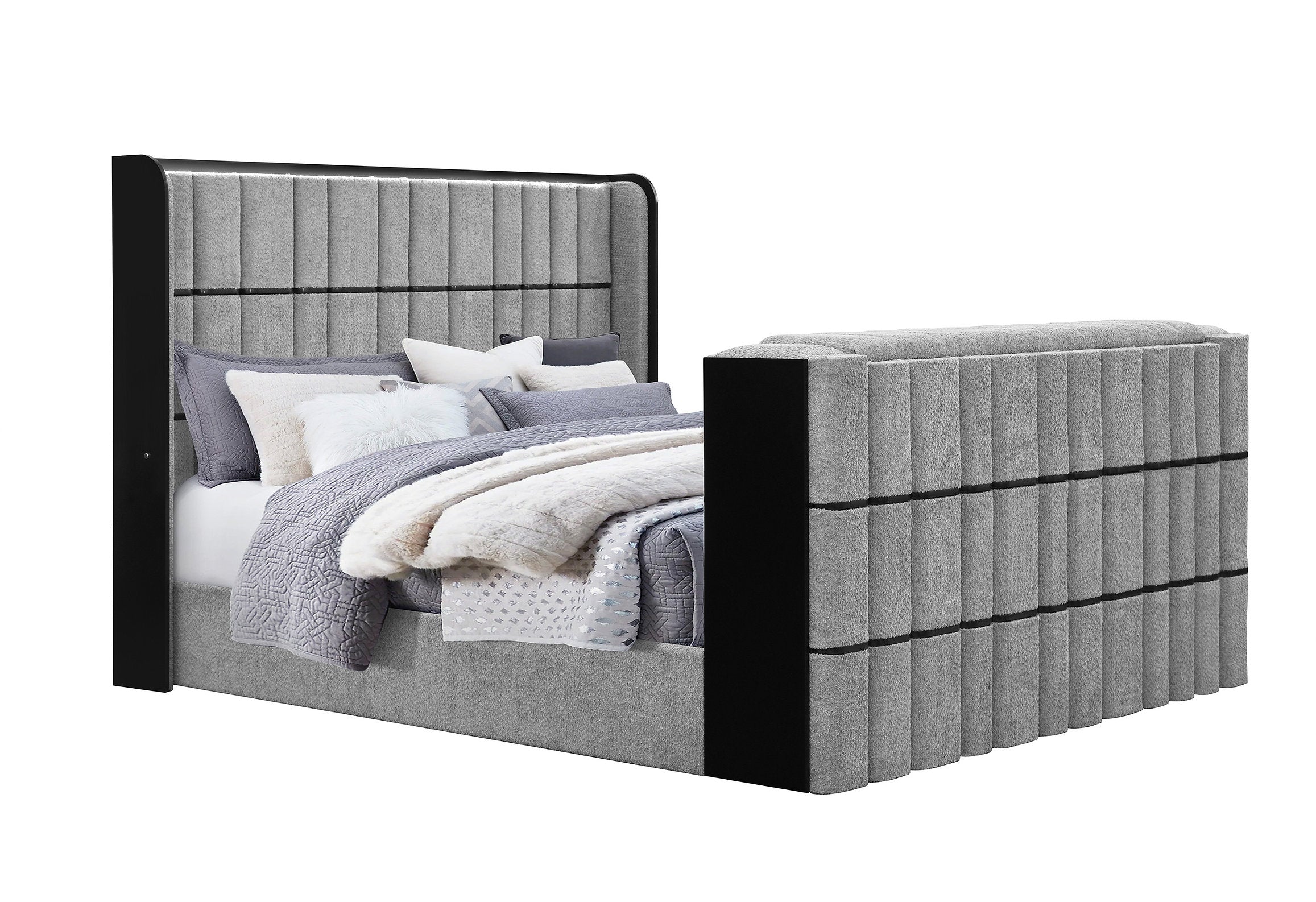 Isabella - Grey Bedroom Set with TV support
