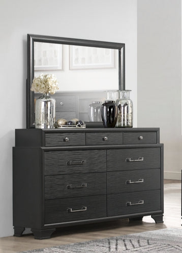 Features 9 Pull-Out Drawers Dresser & Mirror Set – Jordyn (Grey) "Ava" D/M