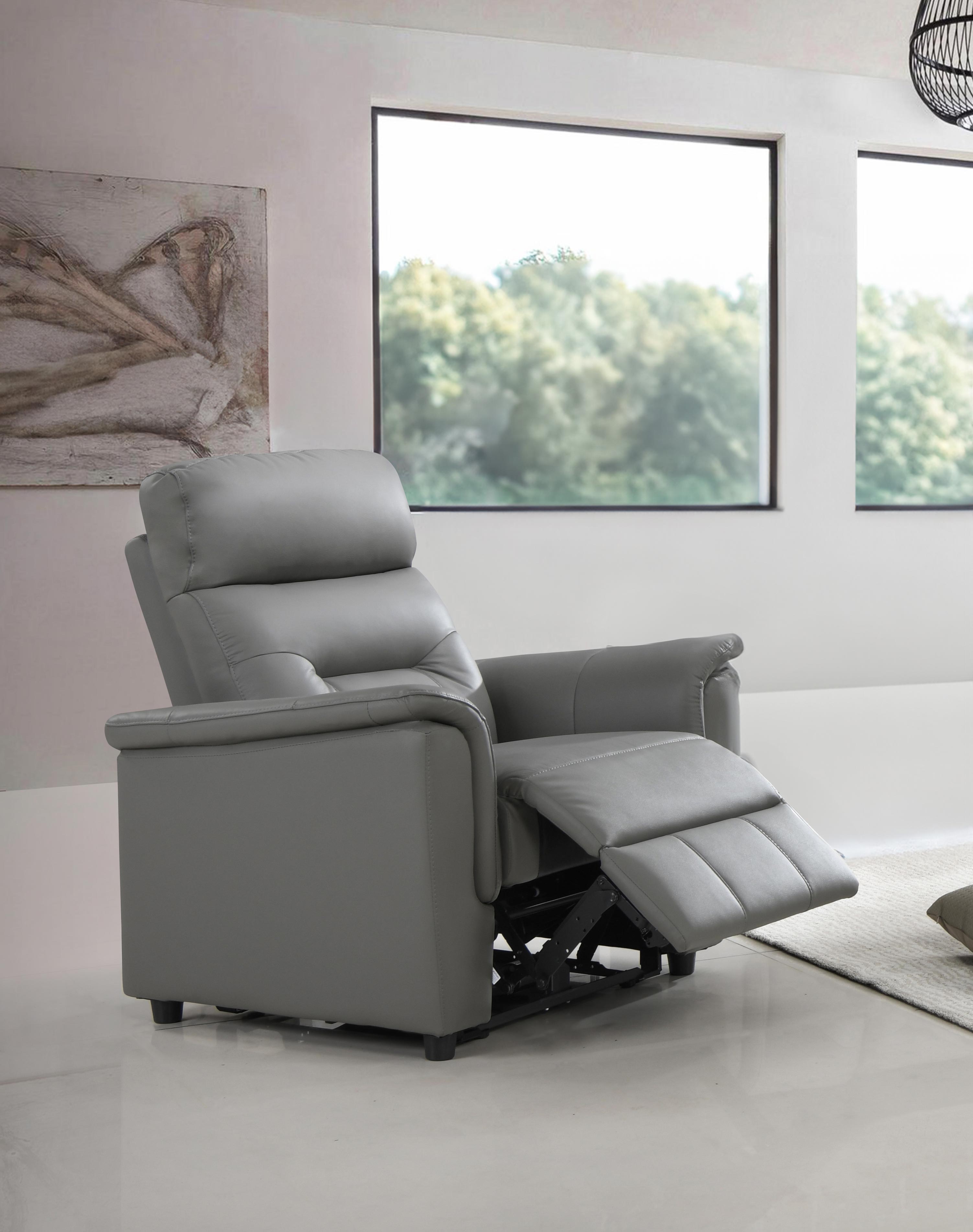 Grey Leather Power Reclining Sofa & Loveseat Set – IF-8141 (Leather Match-Power)