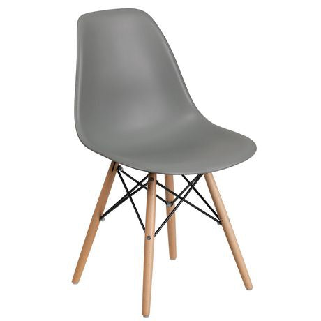Image of c-1423: 04 modern eiffel chair in grey with wooden legs..