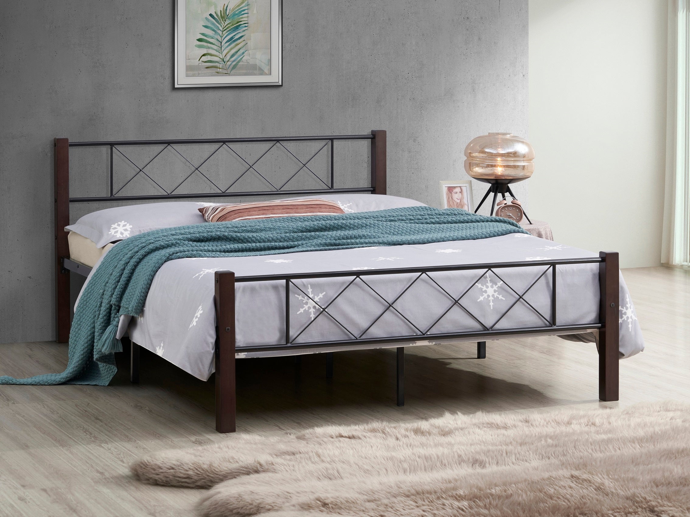 IF-125 - Single or Double Bed - Platform Bed Includes Mattress Support