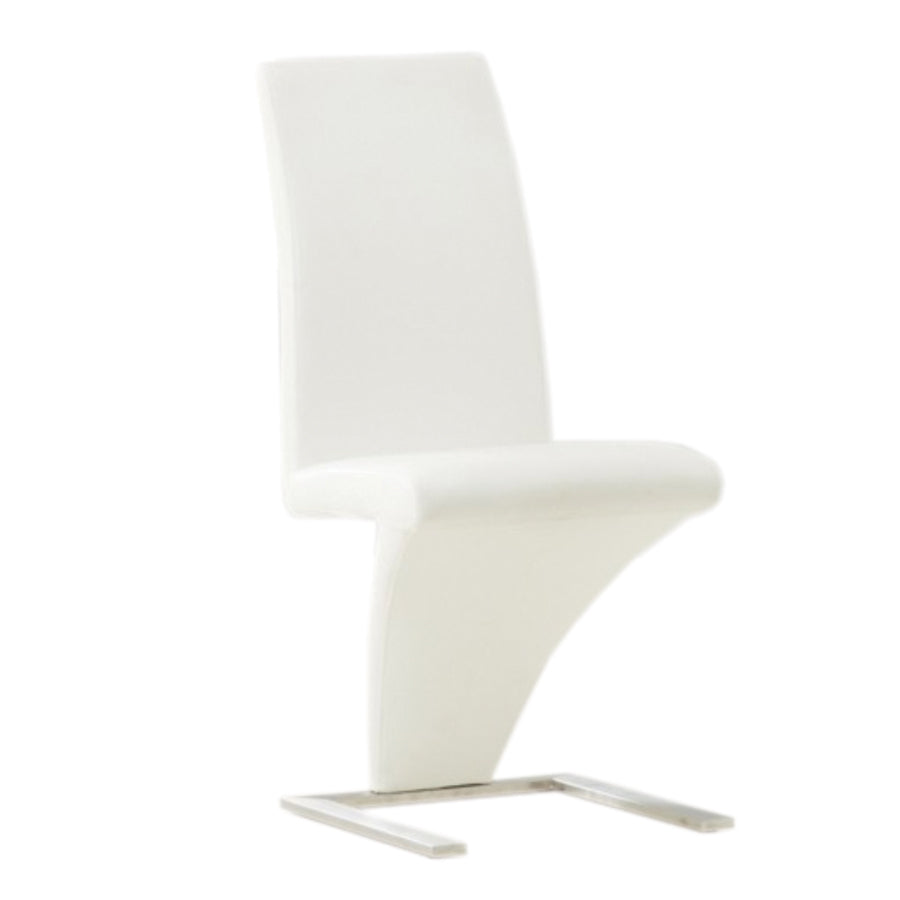 Image of c-1786: 02 upholstered white ‘z’ shaped with chrome legs dining chair.