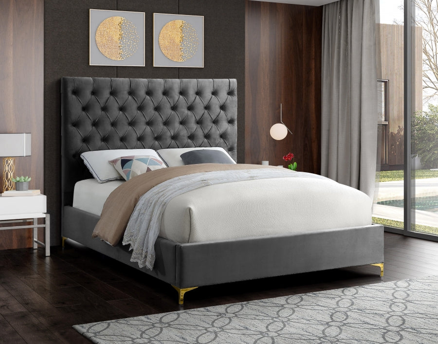 Charcoal Tufted Bed with Chrome or Gold Legs – IF-5640 Chrome or Gold Legs