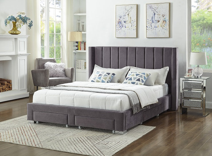 Charcoal Wingback Storage Bed – IF-5310