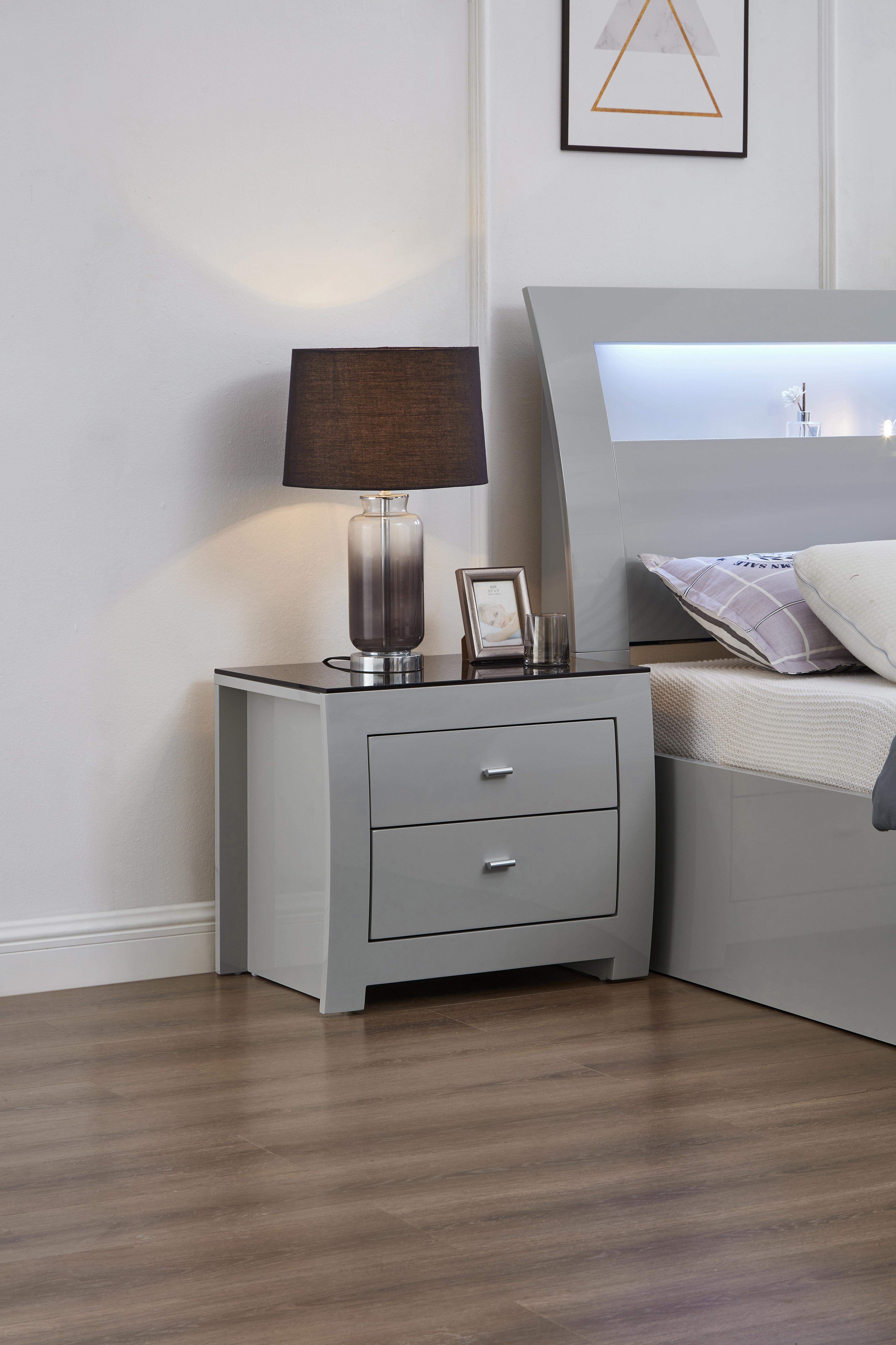 New York Grey Storage Bedroom Set with LED Lighting – New York