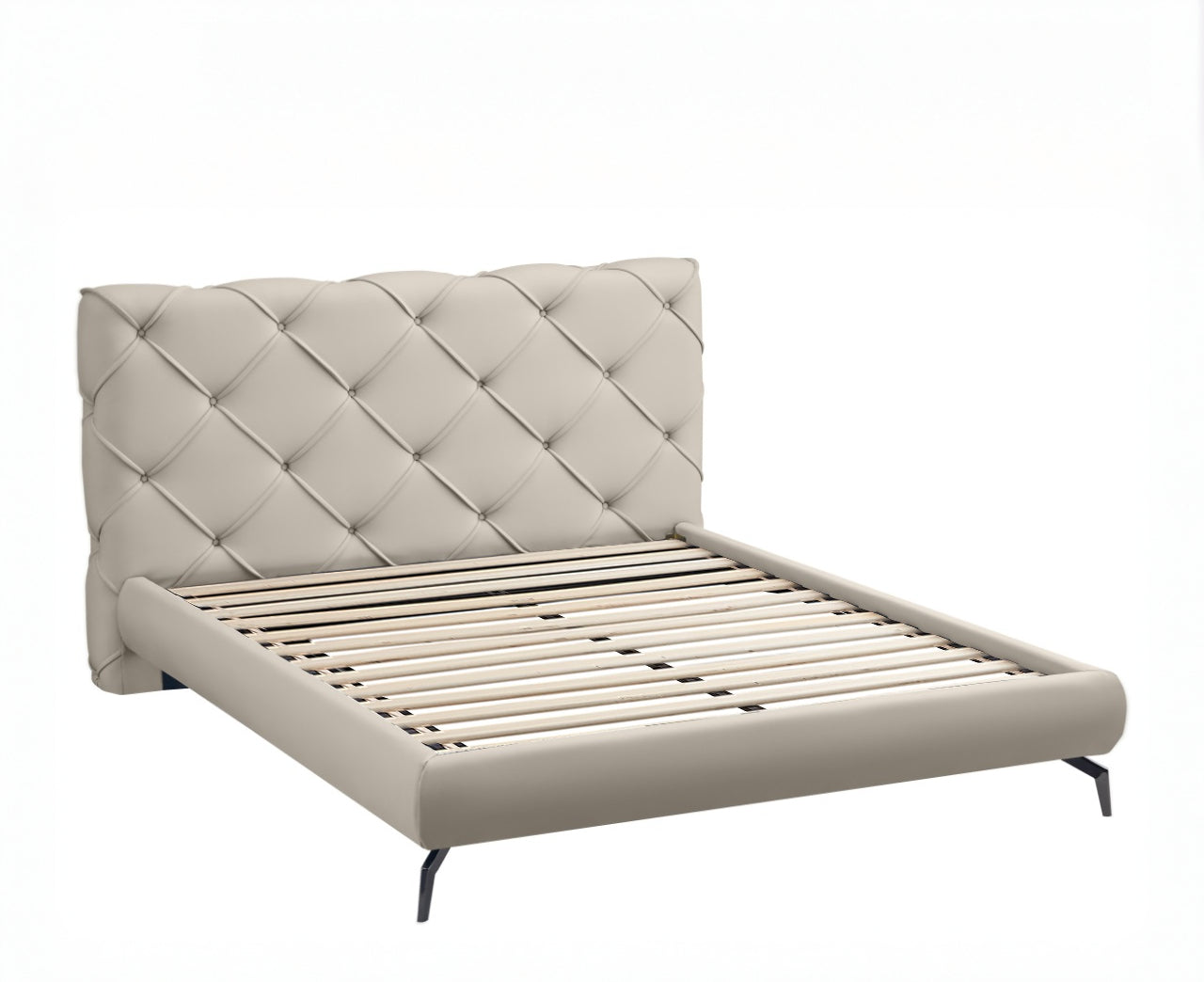Ivory Tufted Platform Bed – IF-5945