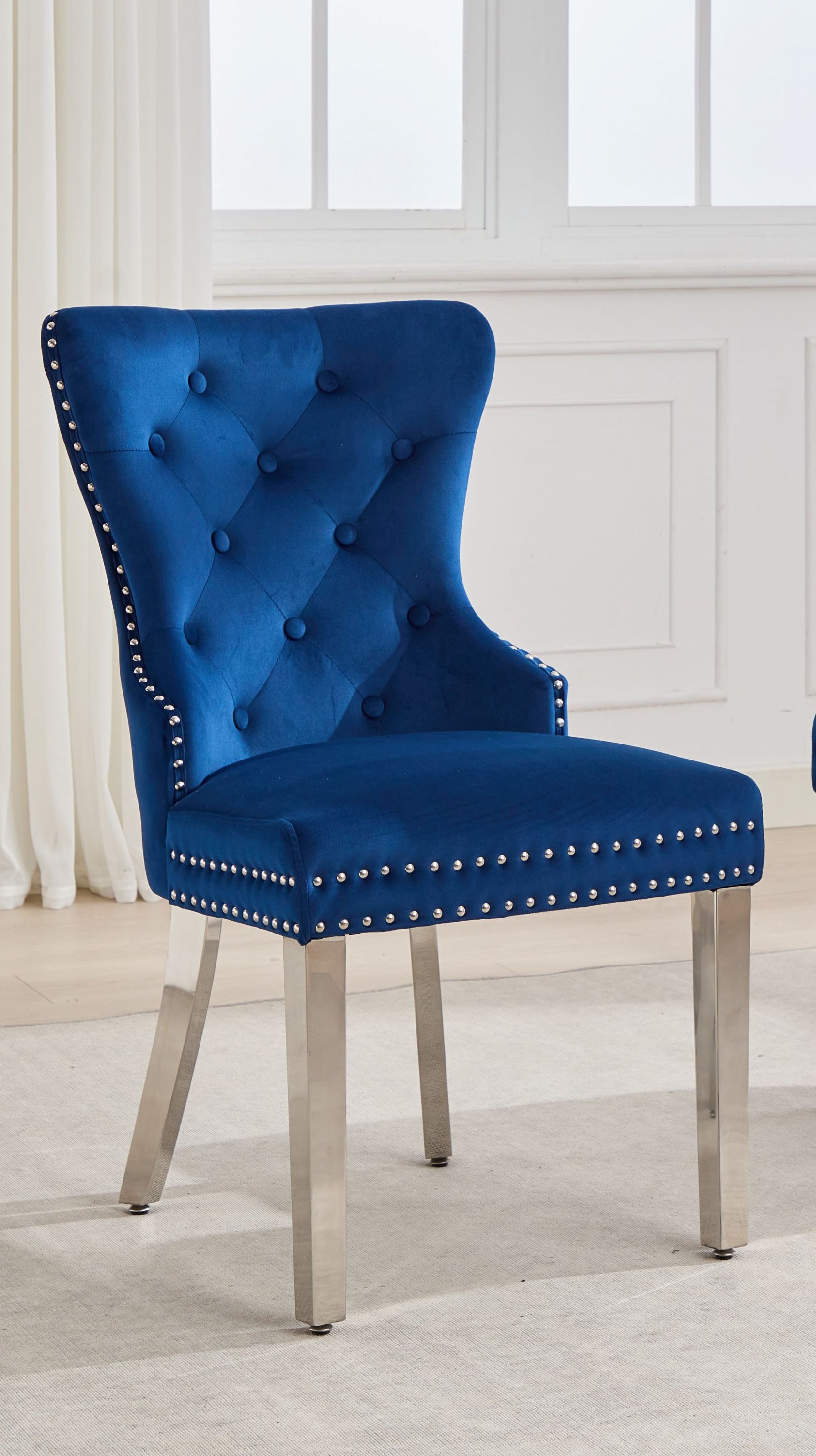 Soft-Touch Blue Velvet Accent Chair – C-1247