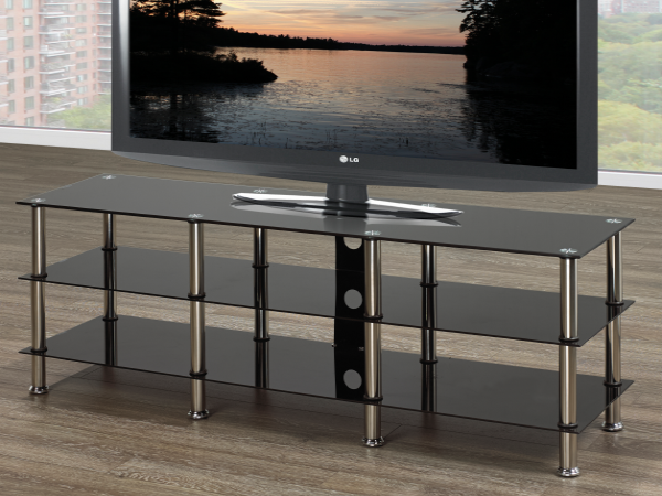 Black Glass & Chrome TV Stand – IF-5004