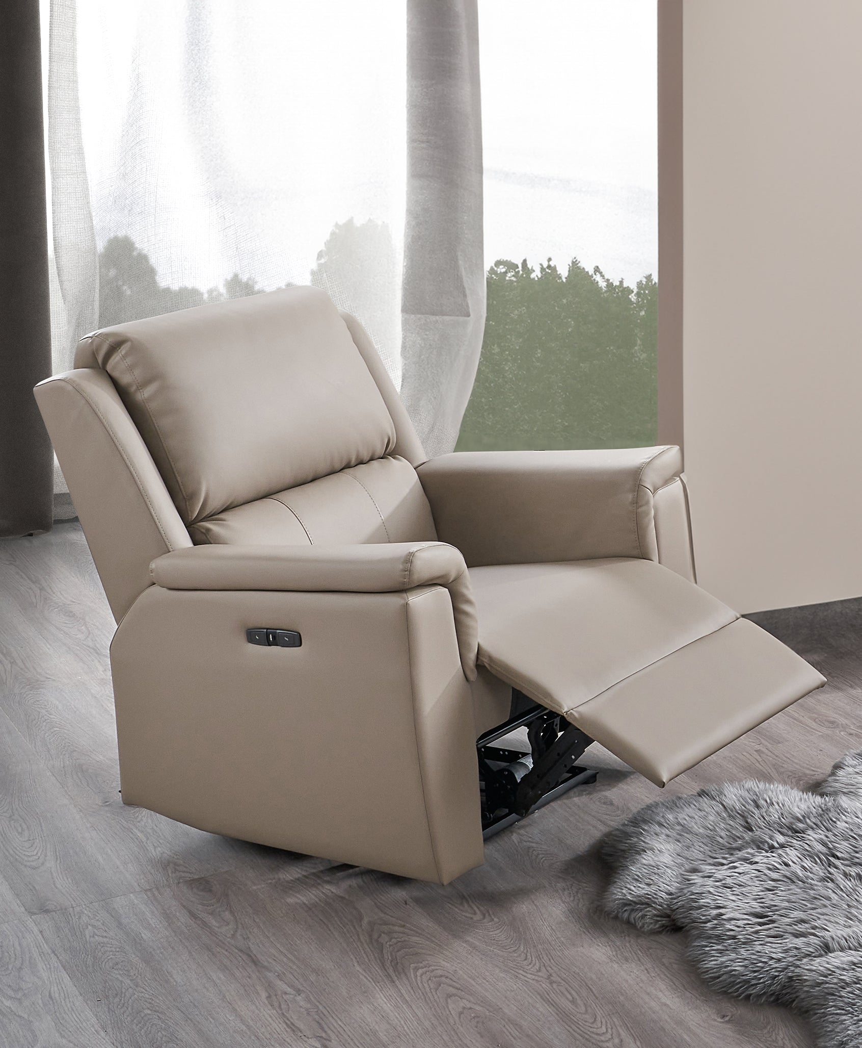 Taupe Fabric Power Recliner Chair with Cupholders – IF-8150 Recliner