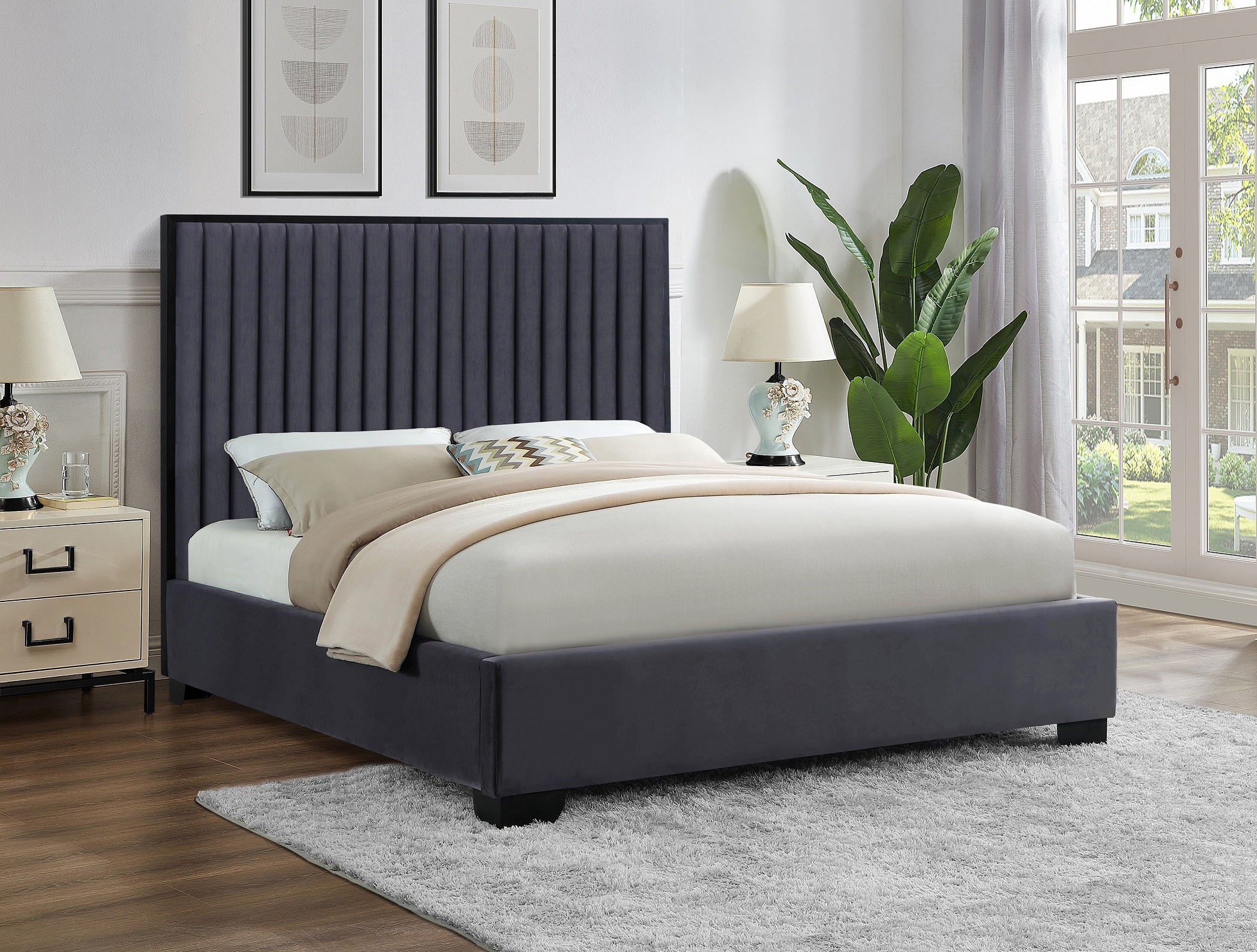 IF-5545 - Queen or King Bed - Platform Bed Includes Mattress Support