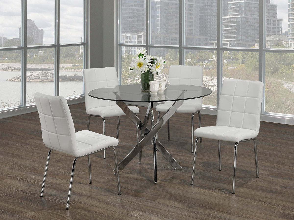 10mm Tempered Clear Glass with Chrome Legs Dinette Set – T-1447 C-1761