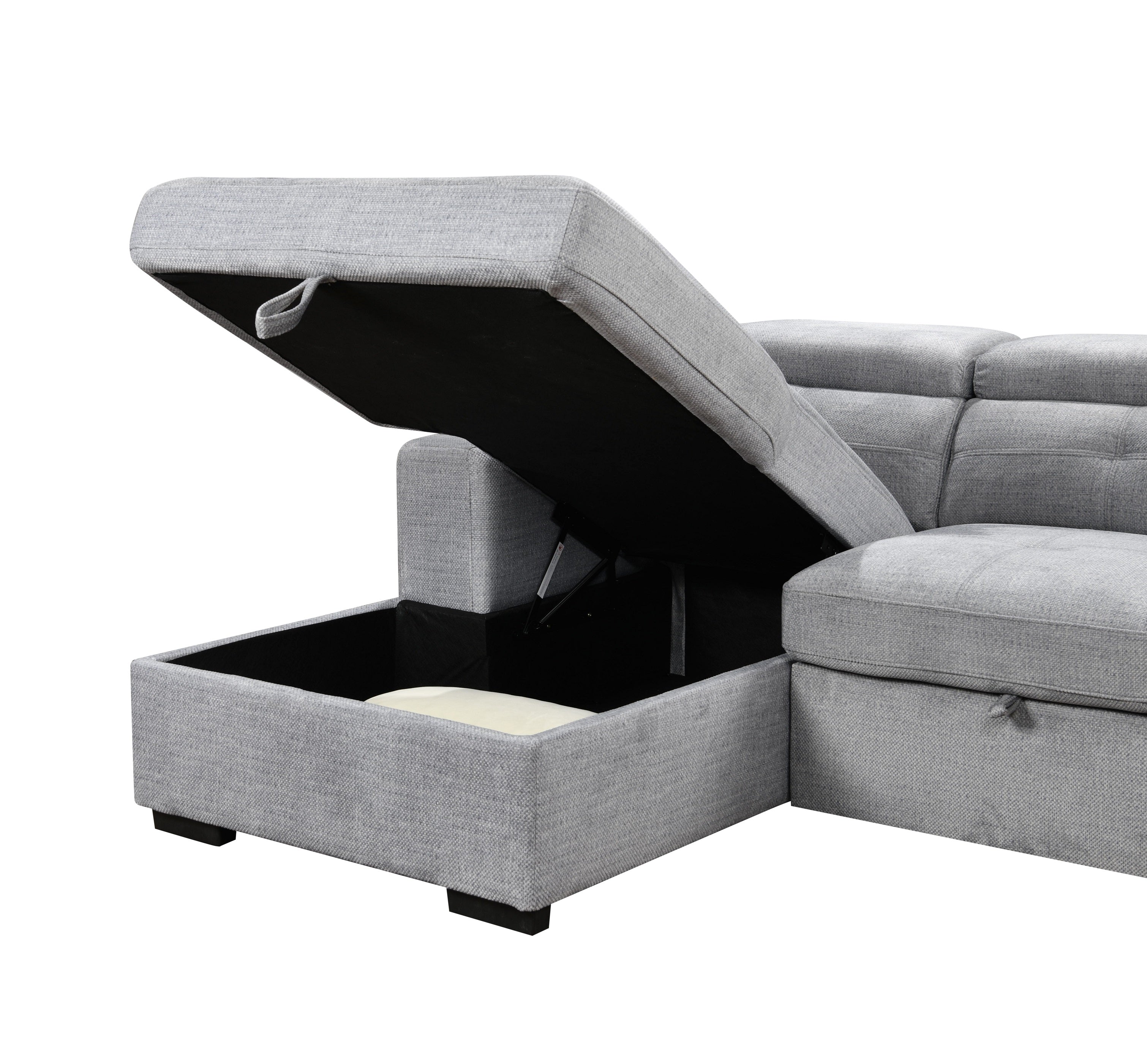 Light Grey Tufted U-Shape Sectional Sofa with Storage – IF-9080 LHF