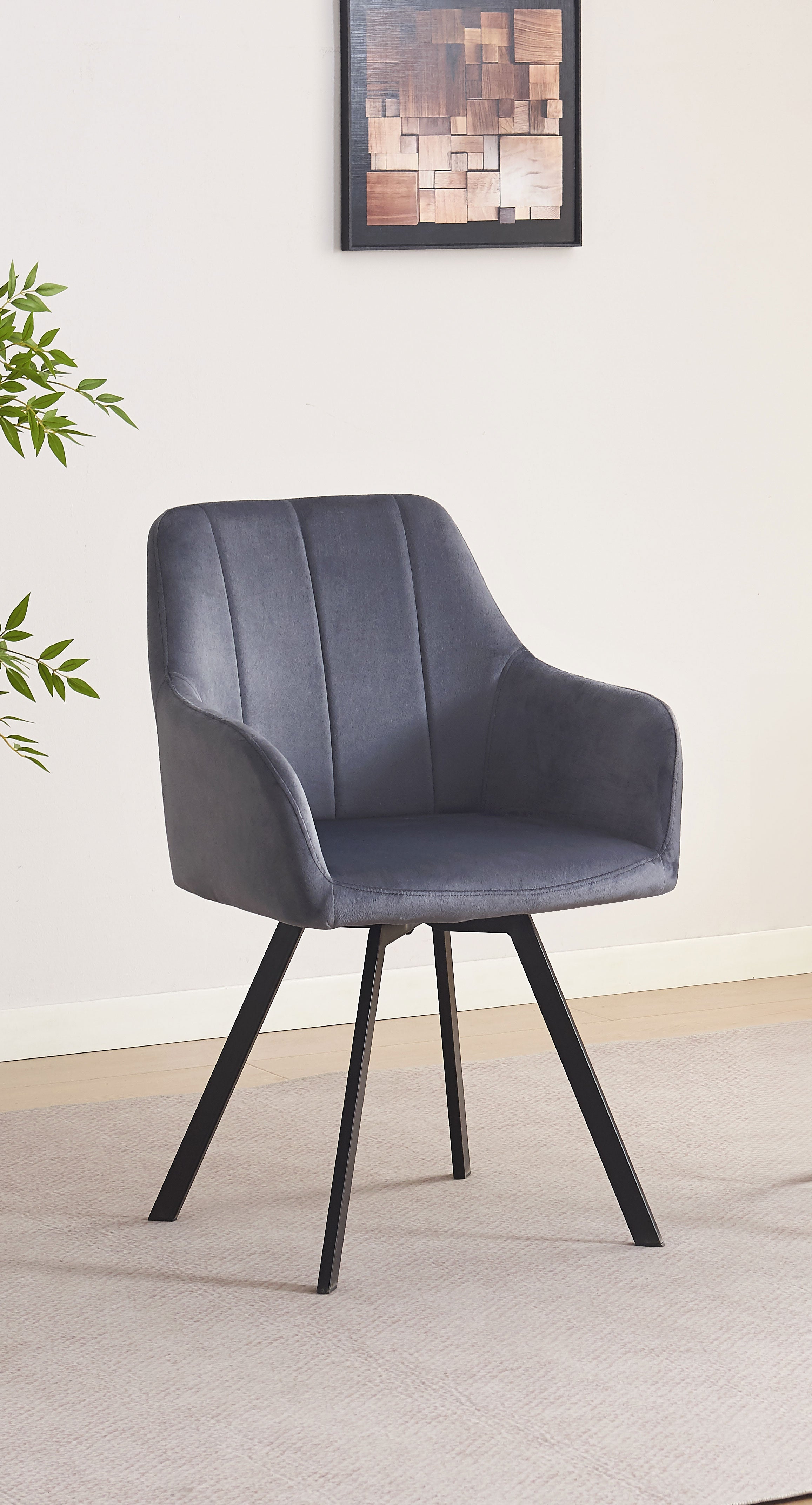 Upholstered in soft dark grey velvet Dinette Set – T-1410 C-1412