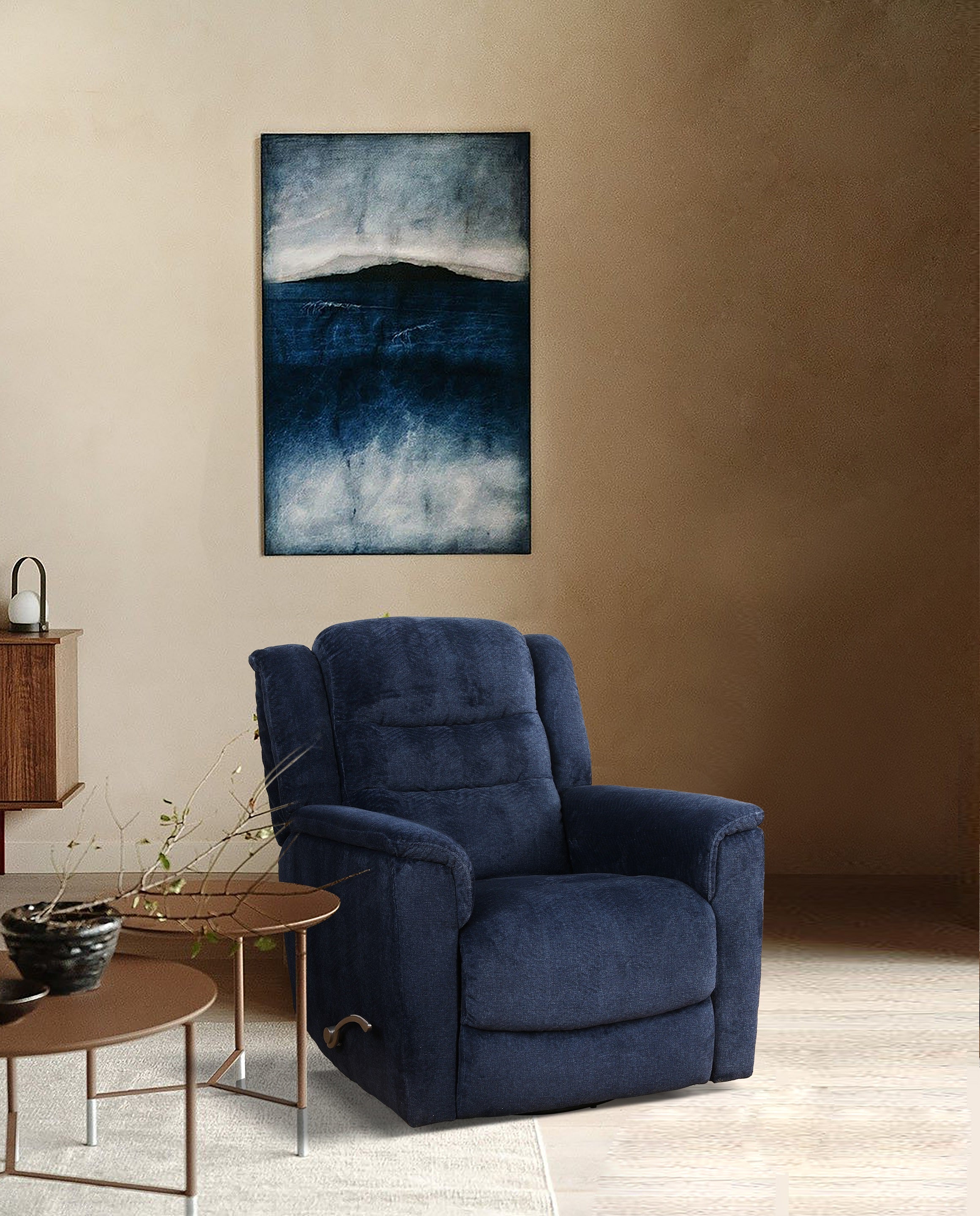 Navy Blue Fabric Rocker Recliner – IF-6347-M Recliner
