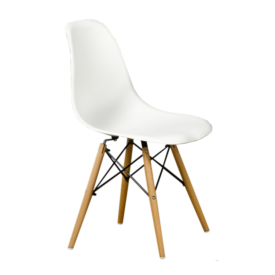 White Eiffel-Style Chair with Wood Legs – C-1421