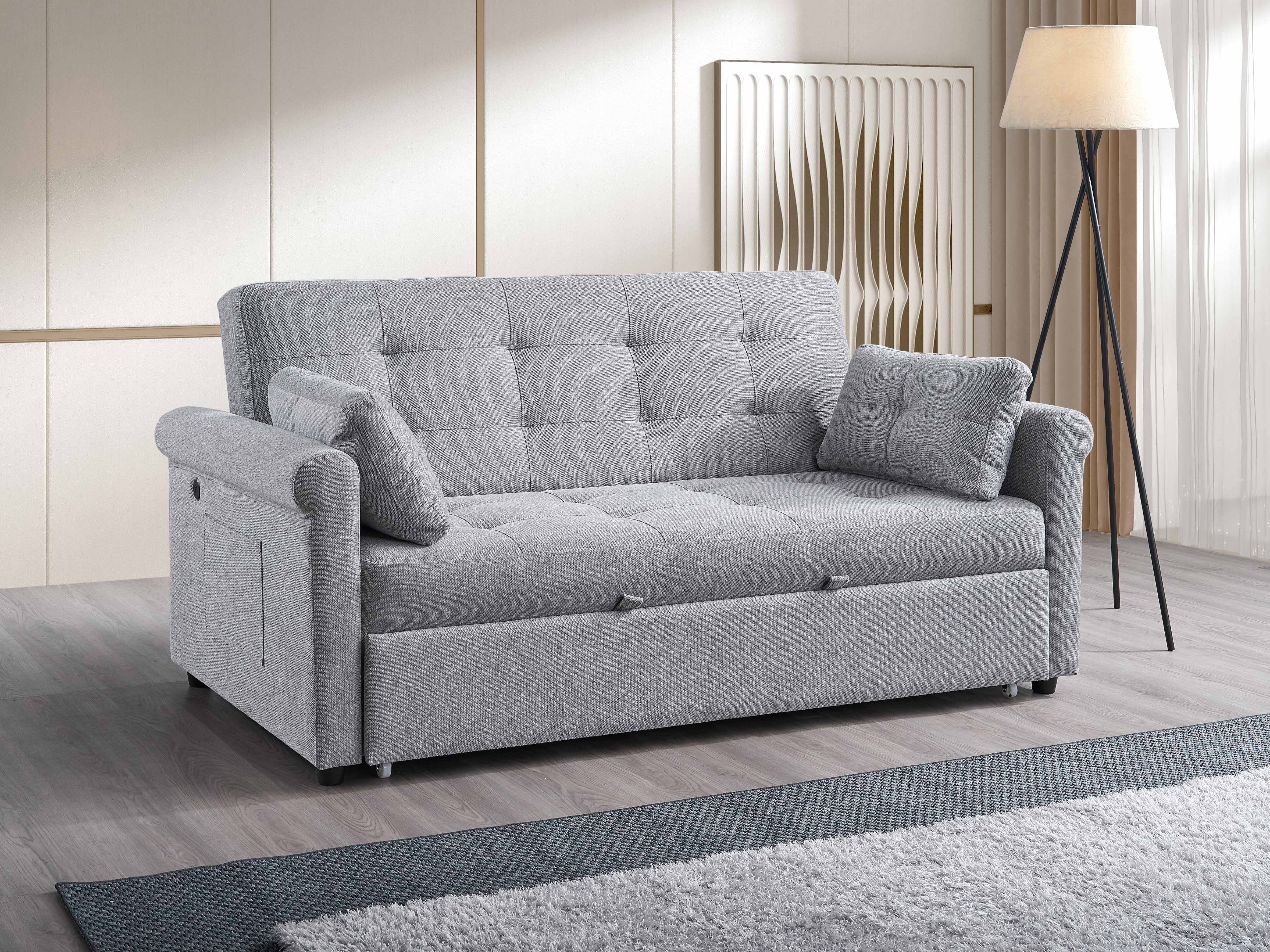Grey Tufted Pull-Out Sofa Bed – IF-9046 (70")