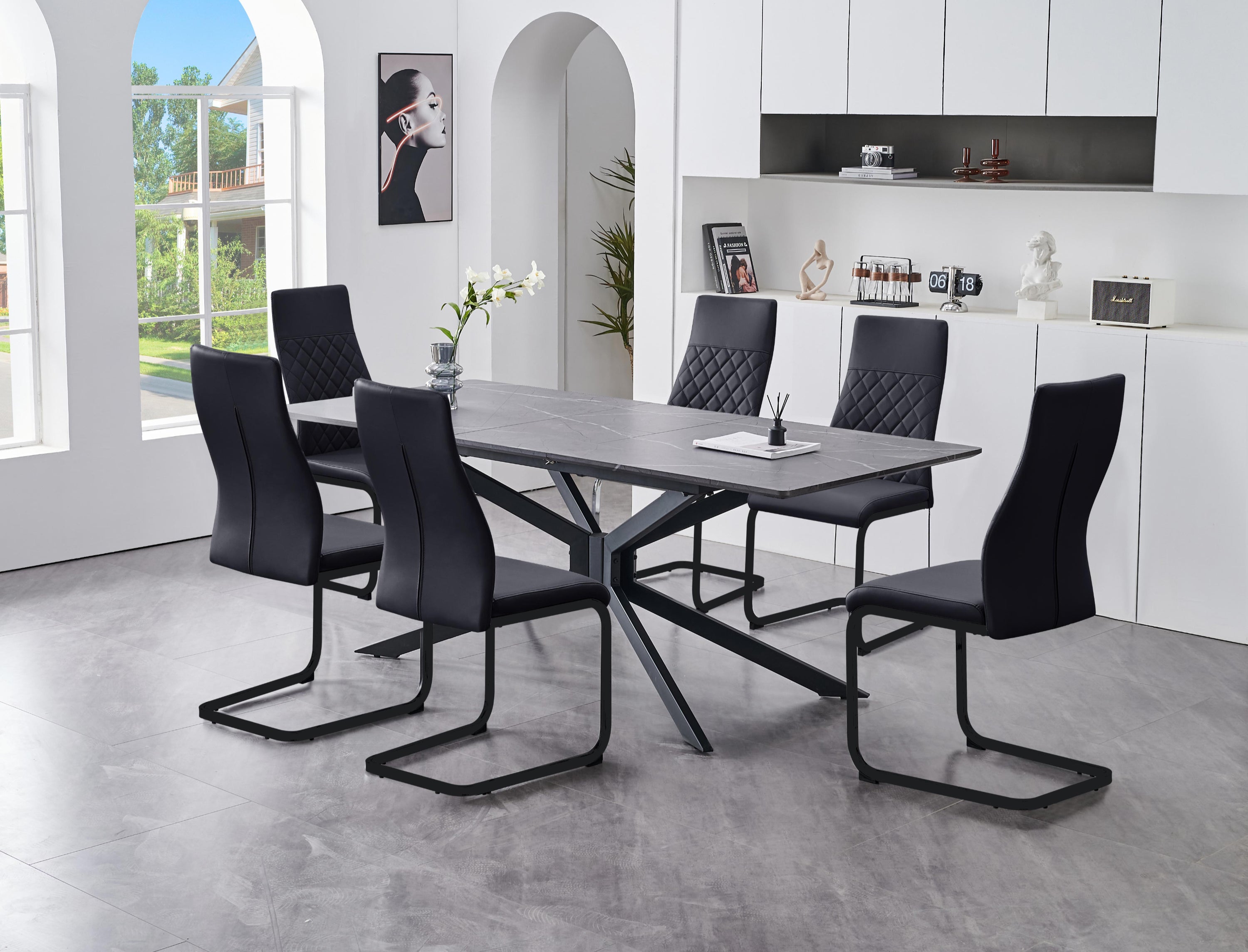 Upholstered in soft Black PU Dinette Set – T-1570 C-1578