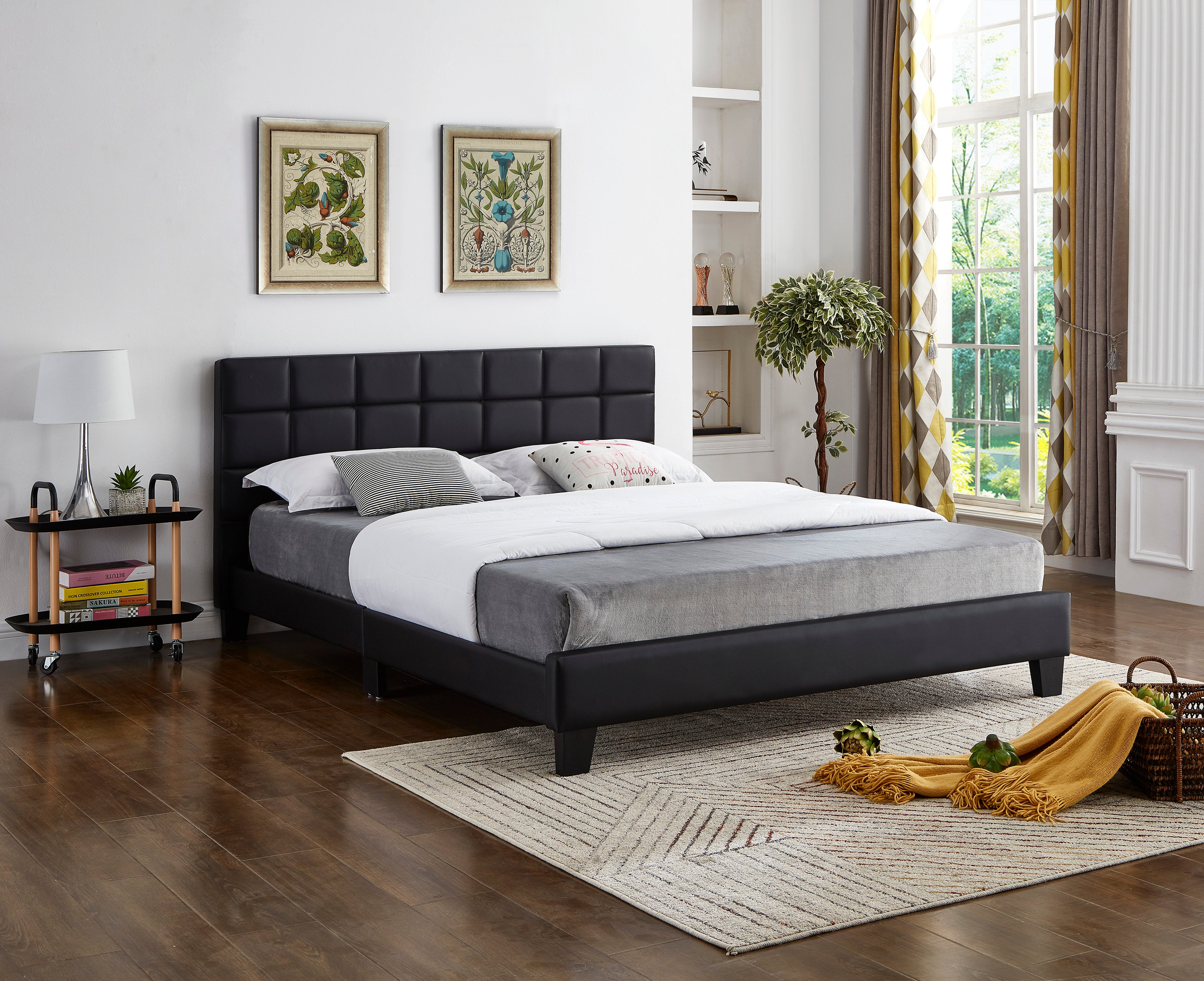 Image of if-5420 - double or queen bed - platform bed includes mattress support.