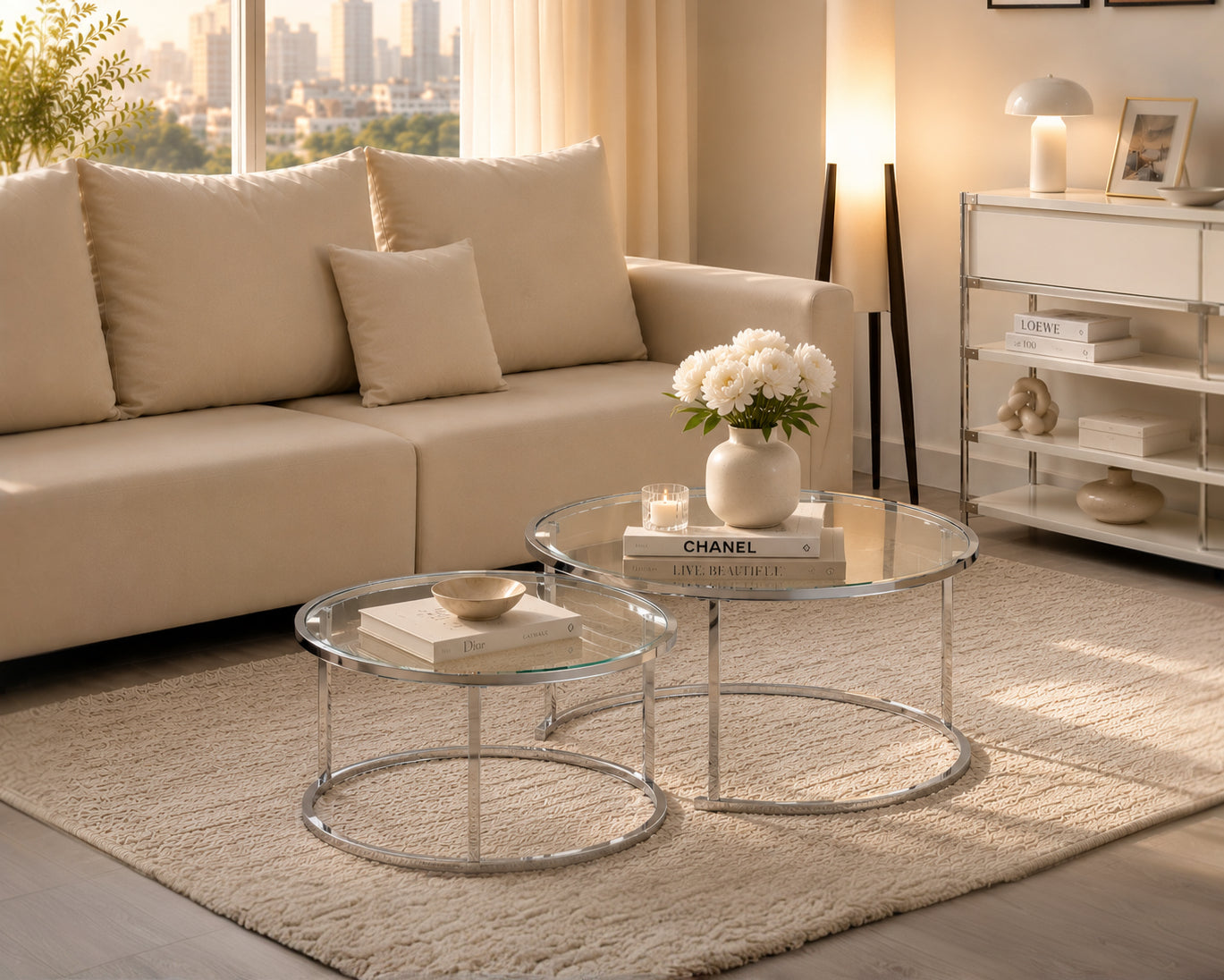 Chrome Steel Frames with Tempered Glass Tops Coffee / Side Table – IF-2610